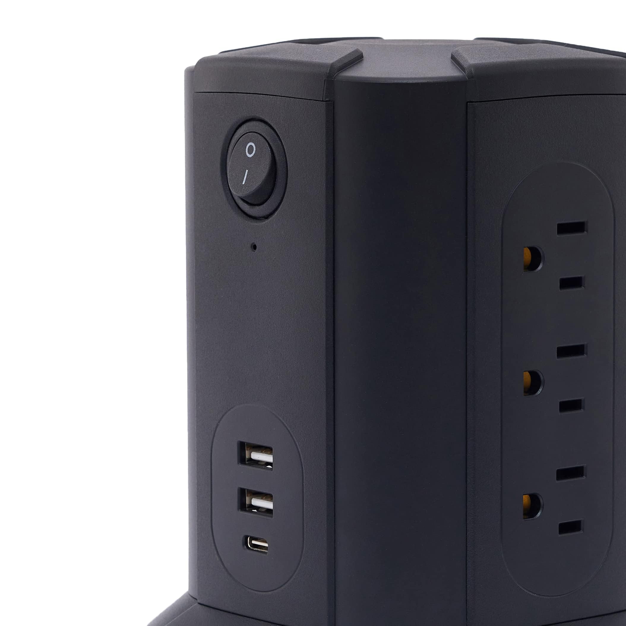 Amazon Basics Power Strip Tower Surge Protector USB Ports