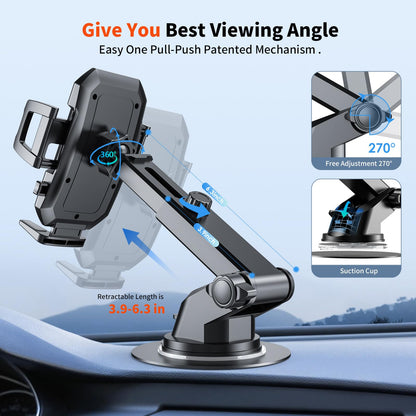 Upgraded 3 In 1 Car Phone Holder Mount Powerful Suction