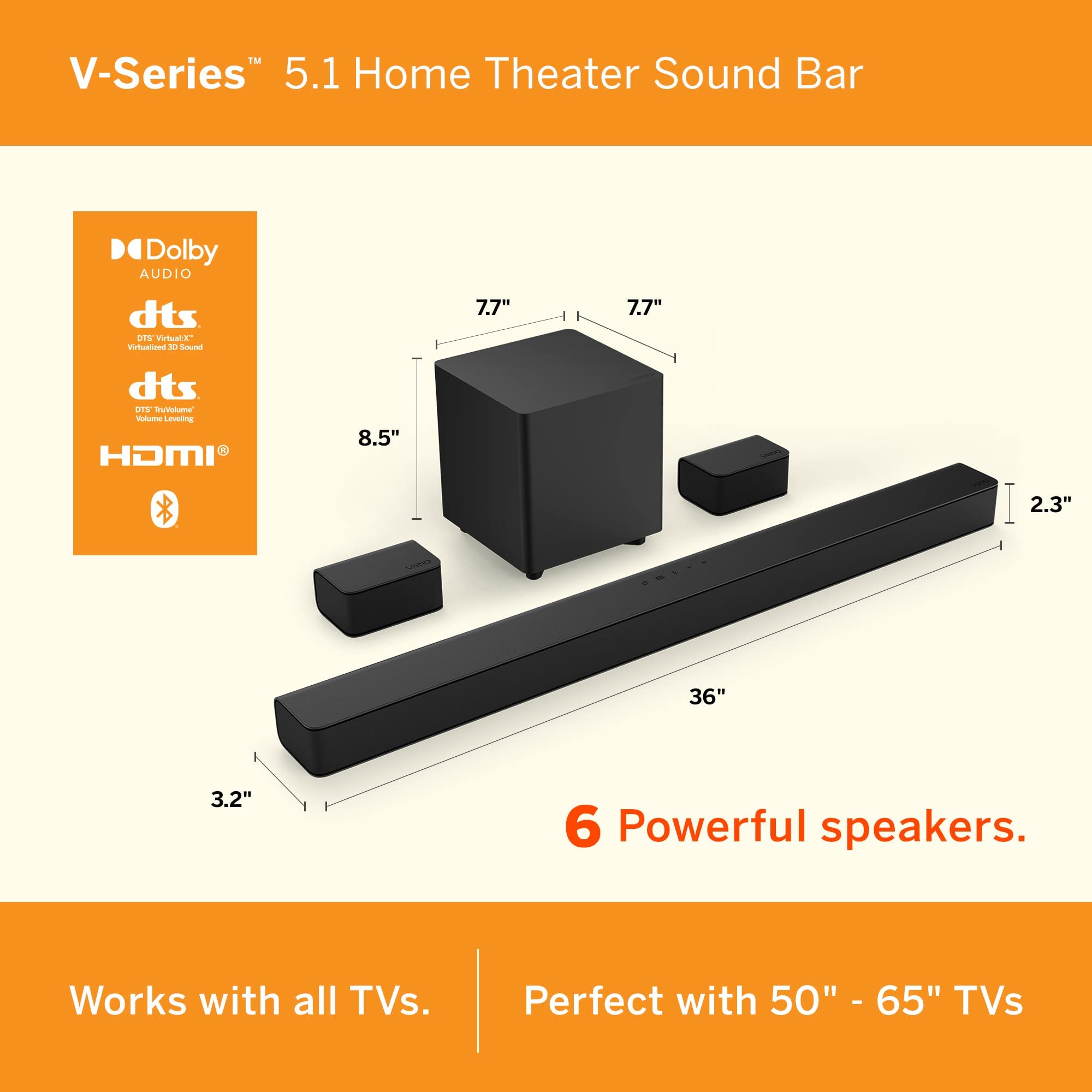 Vizio V Series Compact Sound Bar with Powerful Audio