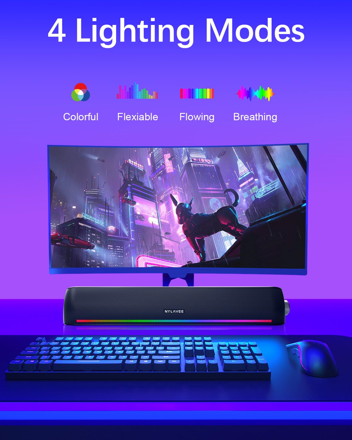 Hi-Fi Bluetooth Computer Speakers with Dynamic Lighting