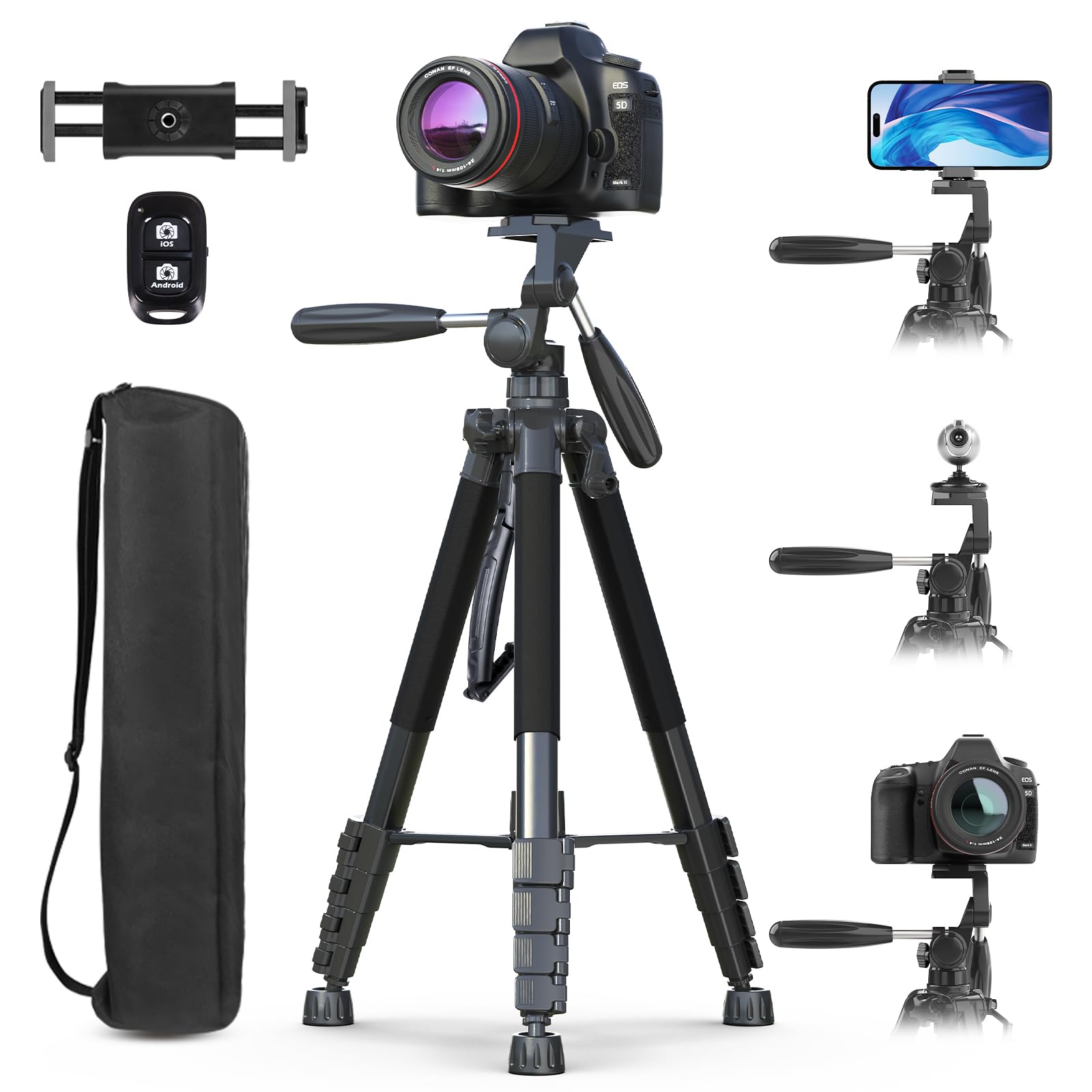UBeesize 74 Inch Heavy Duty Tripod With Phone Holder
