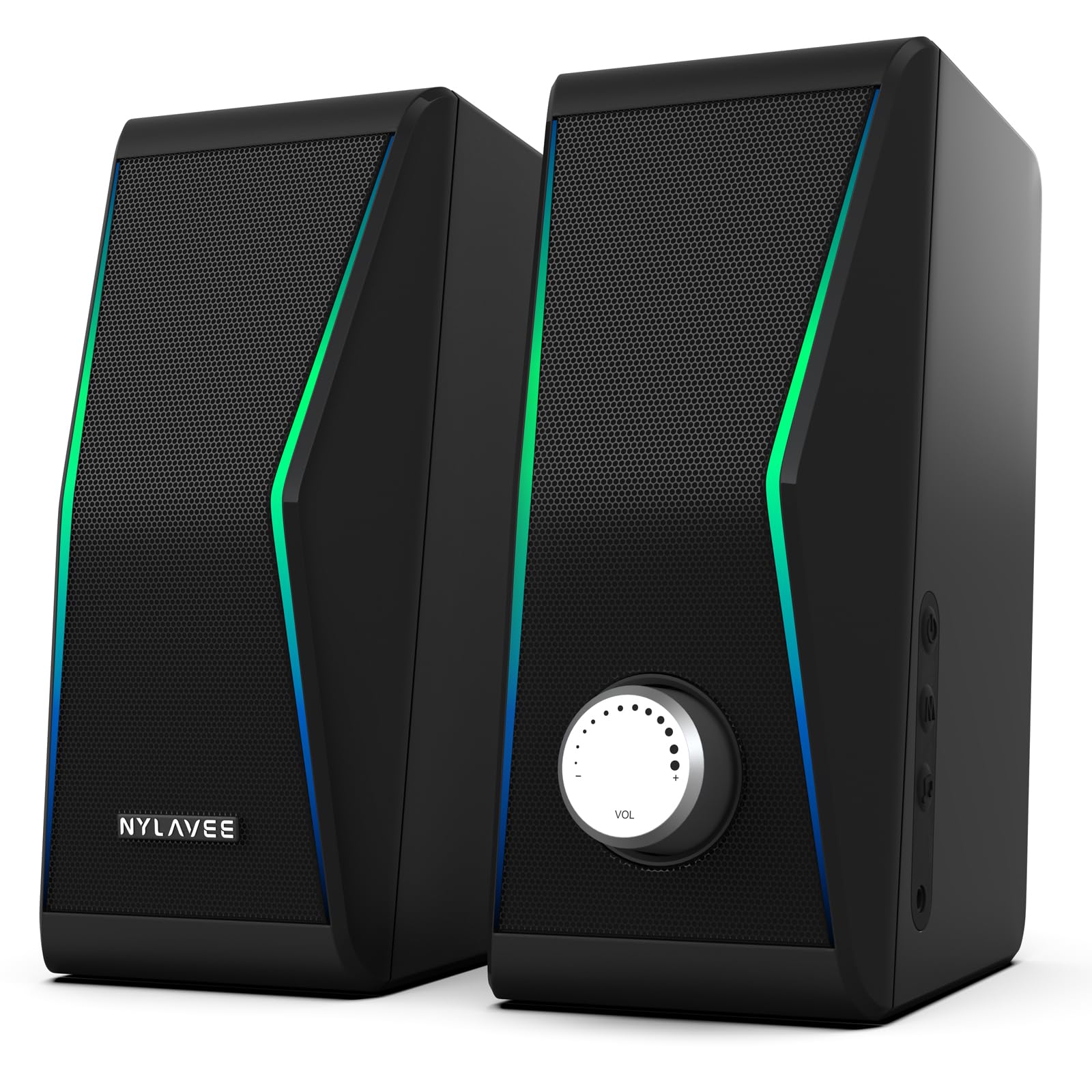 USB Powered Computer Speakers with Bass Boost and Lighting Modes
