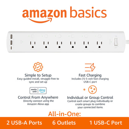 Amazon Basics Smart Power Strip With 3 Independent Outlets