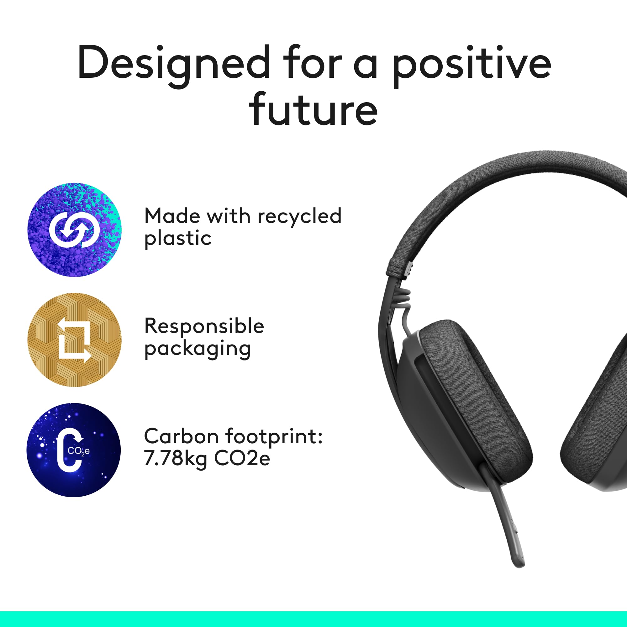 Logitech Zone Vibe 100 Wireless Headphones with Noise Canceling Microphone