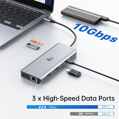 USB C Docking Station Dual Monitor 4K HDMI Hub 6 In 1