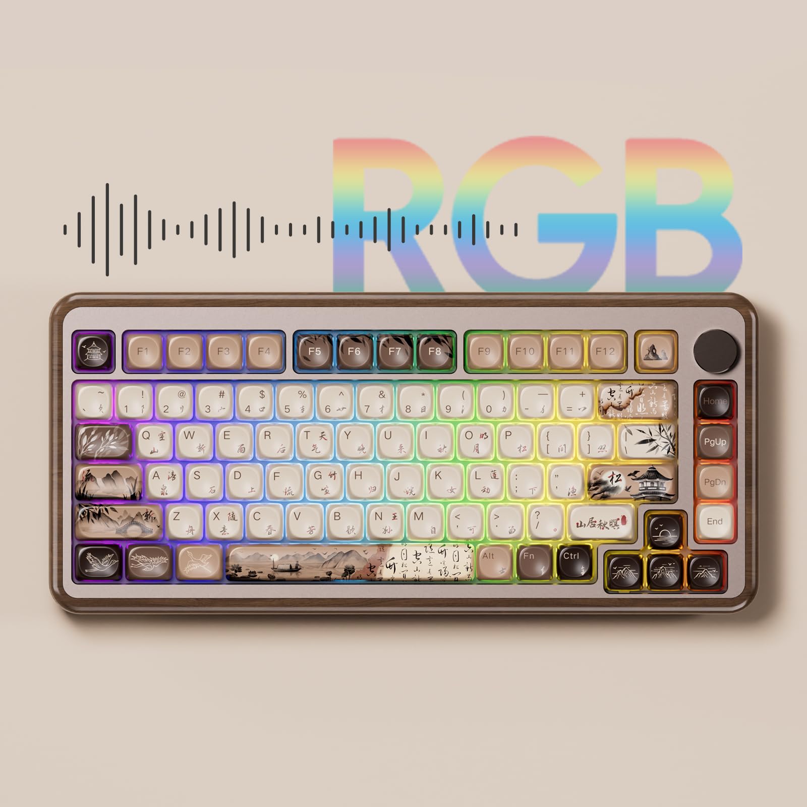 Akko MU02 Mechanical Keyboard with Walnut Case and RGB