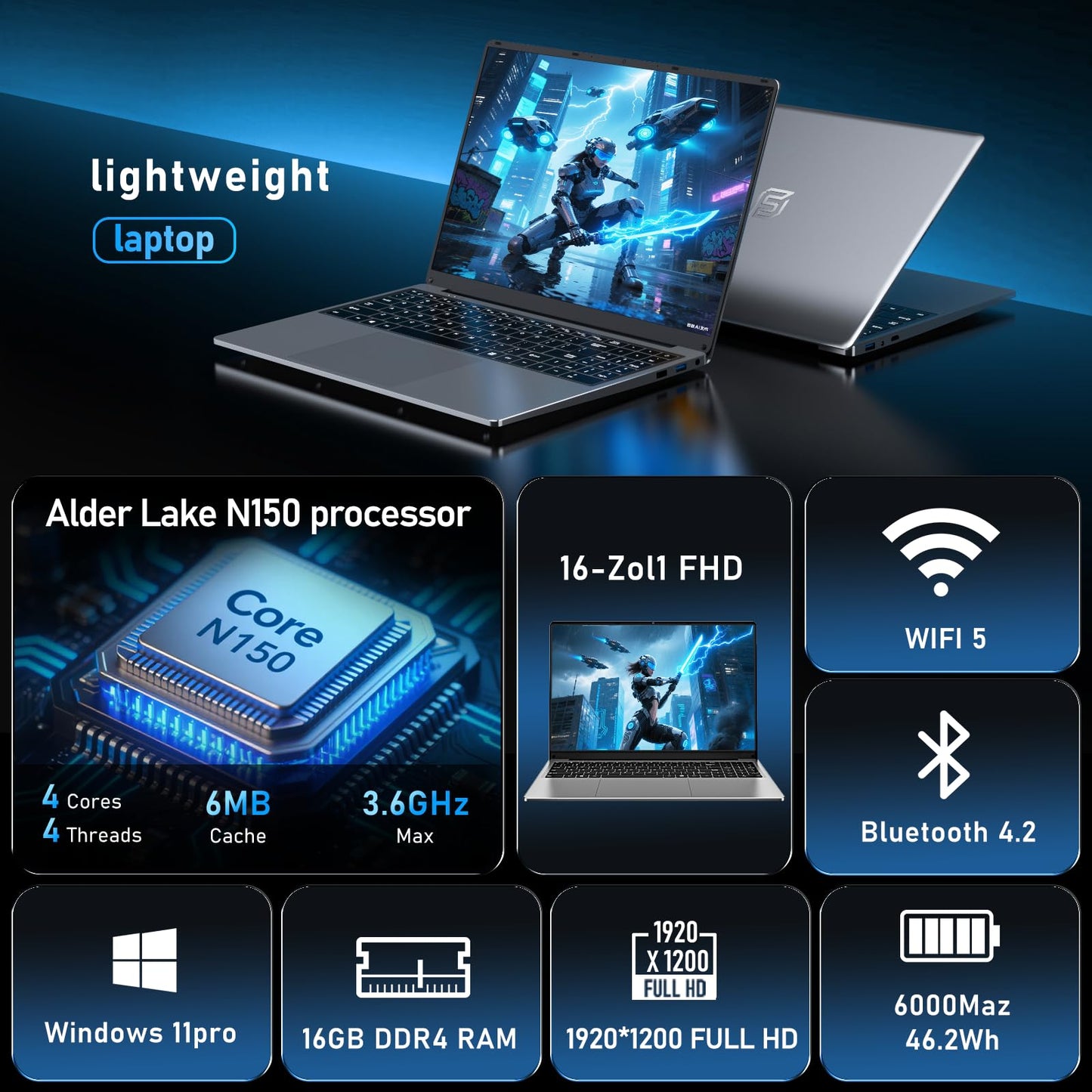 2025 17.3 Inch Gaming Laptop N150 3.6GHz 16GB RAM 1TB SSD