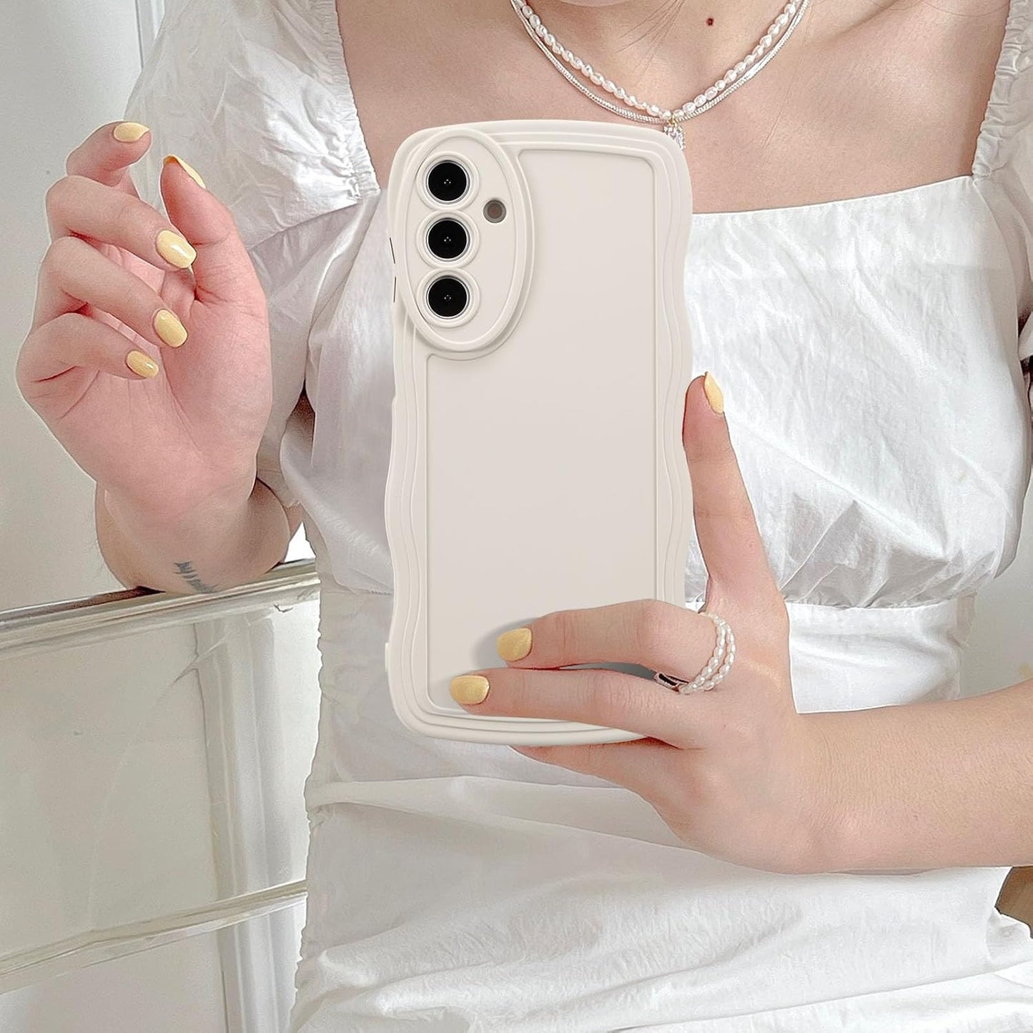 Wave Frame Silicone Case For Samsung Galaxy A16 4G 5G Shockproof White