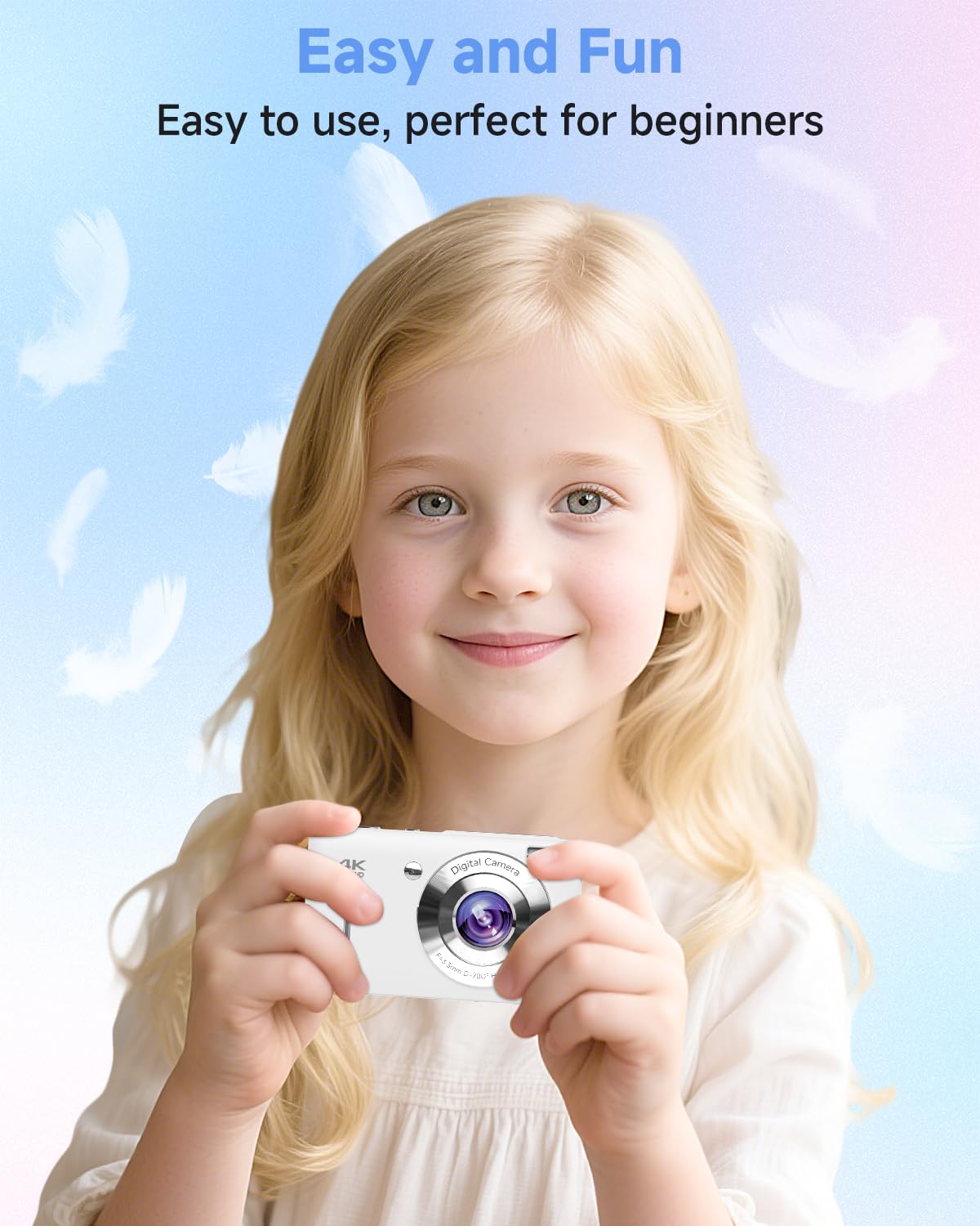 44MP Compact Digital Camera with 16X Zoom for Kids