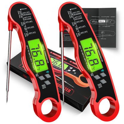 Digital Meat Thermometer Instant Read Waterproof Backlit Red