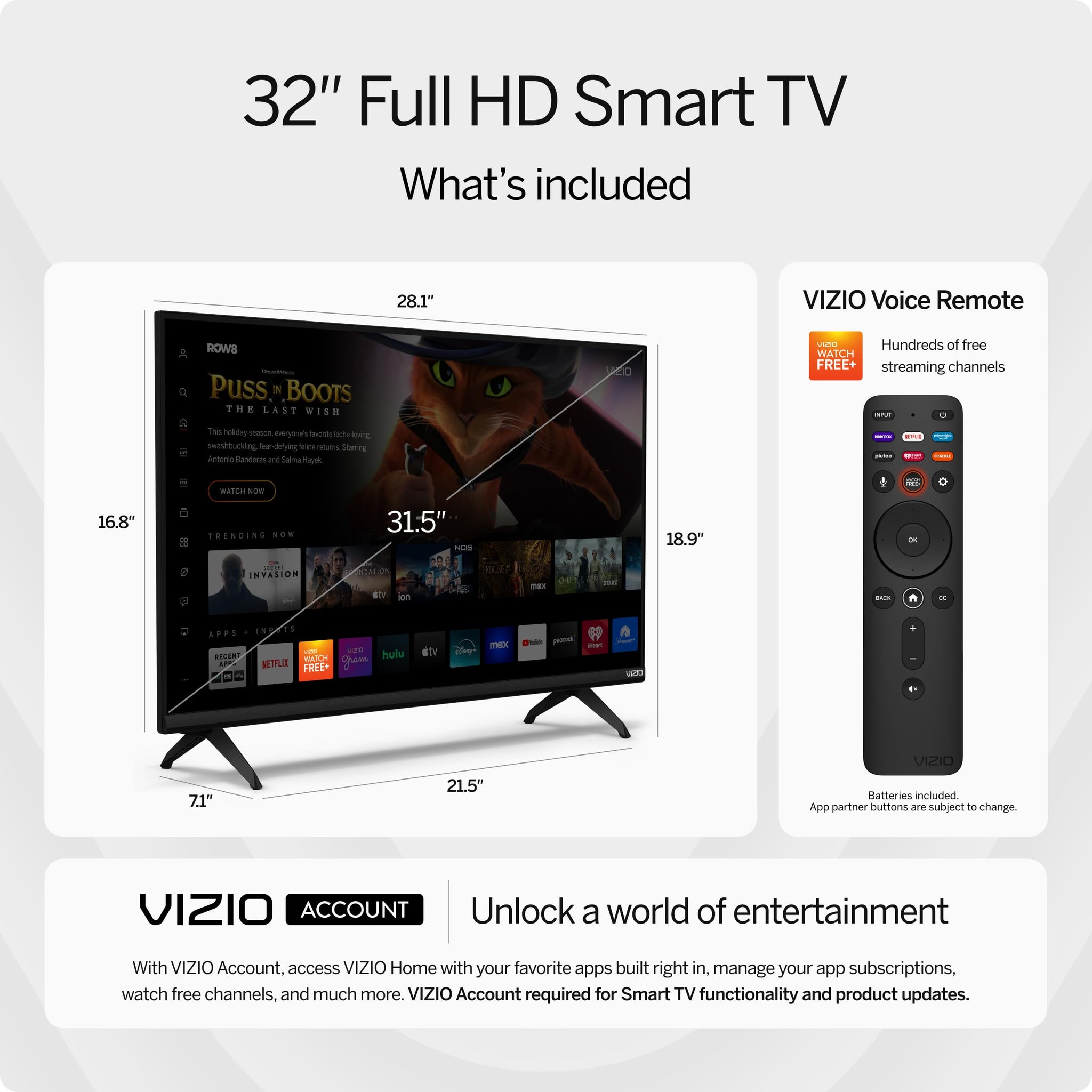 VIZIO 24 Inch Smart TV with Bluetooth and Alexa