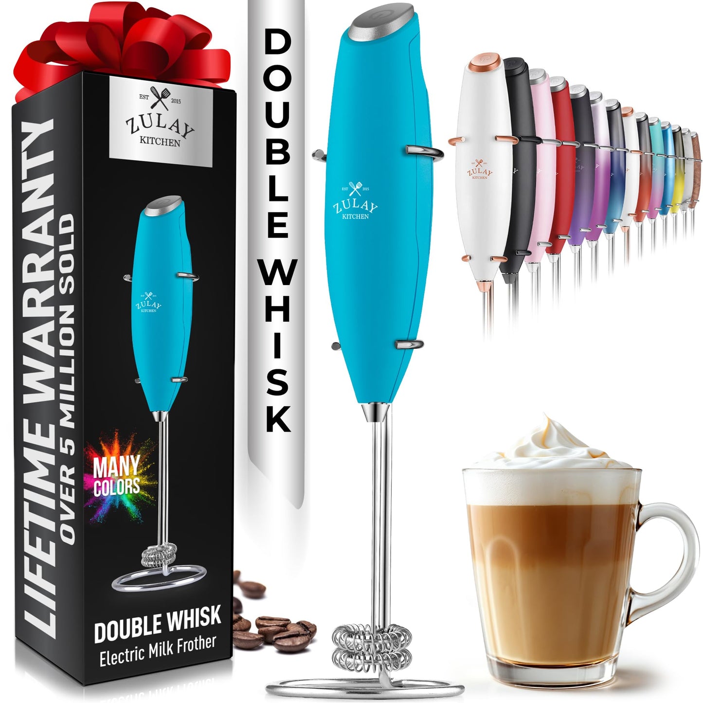 Zulay Milk Frother Wand Handheld Electric Whisk For Coffee