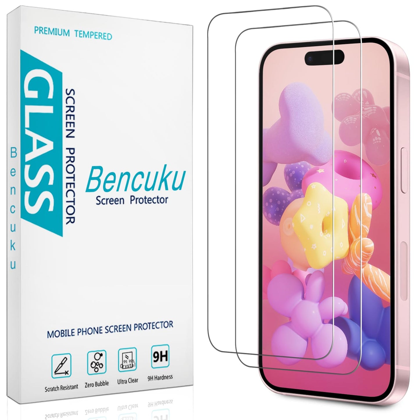 2 Pack iPhone 16 Pro Max 6.9 Inch Tempered Glass Screen Protector Full Coverage