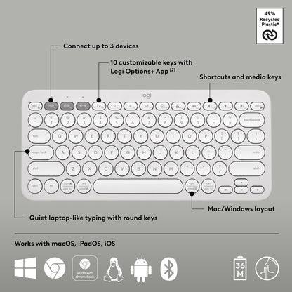 Logitech Pebble K380s Bluetooth Keyboard Slim Portable Design