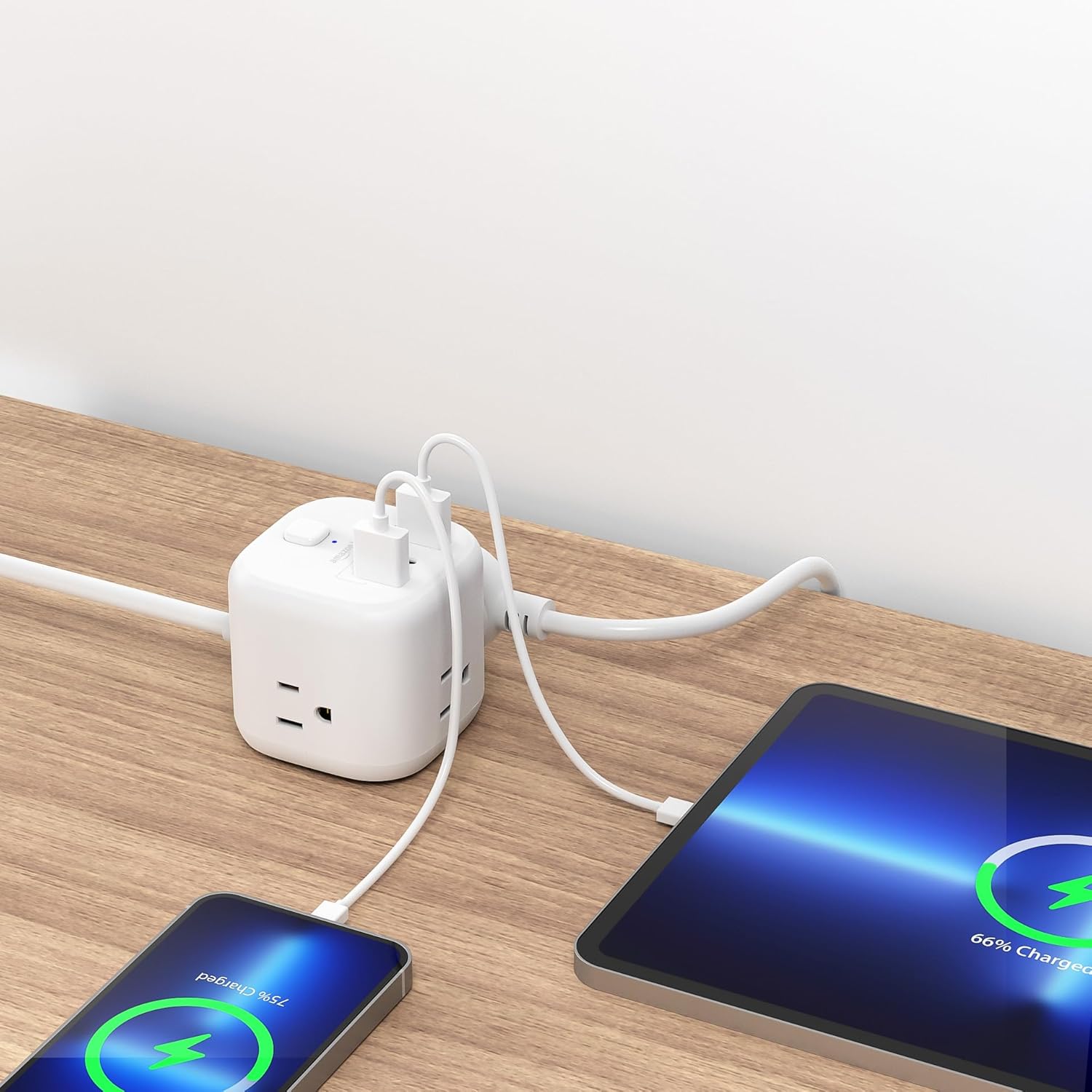 Amazon Basics Power Strip Cube 3 Outlets USB C Compact