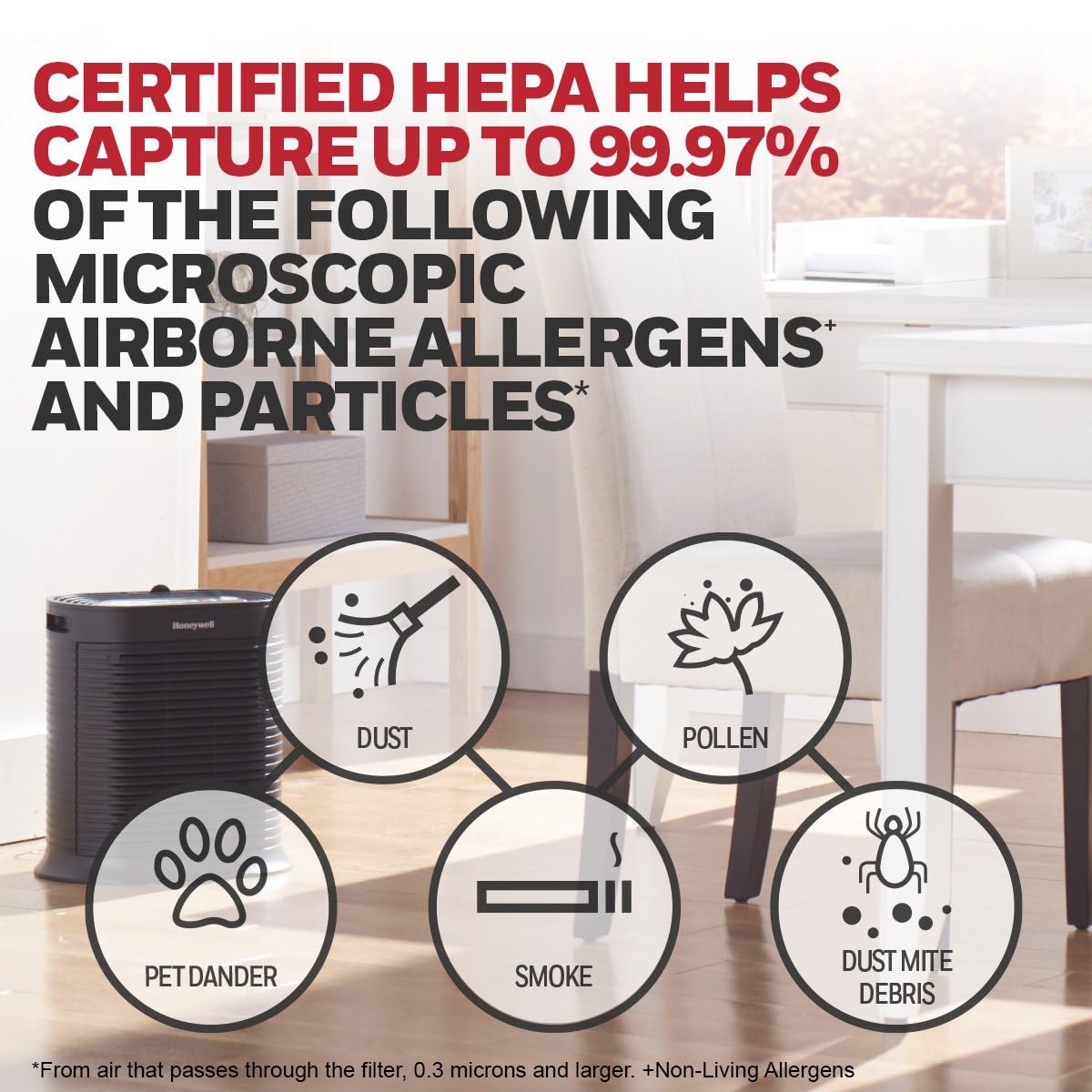Honeywell HEPA Air Purifier for Large Rooms Reduces Allergens