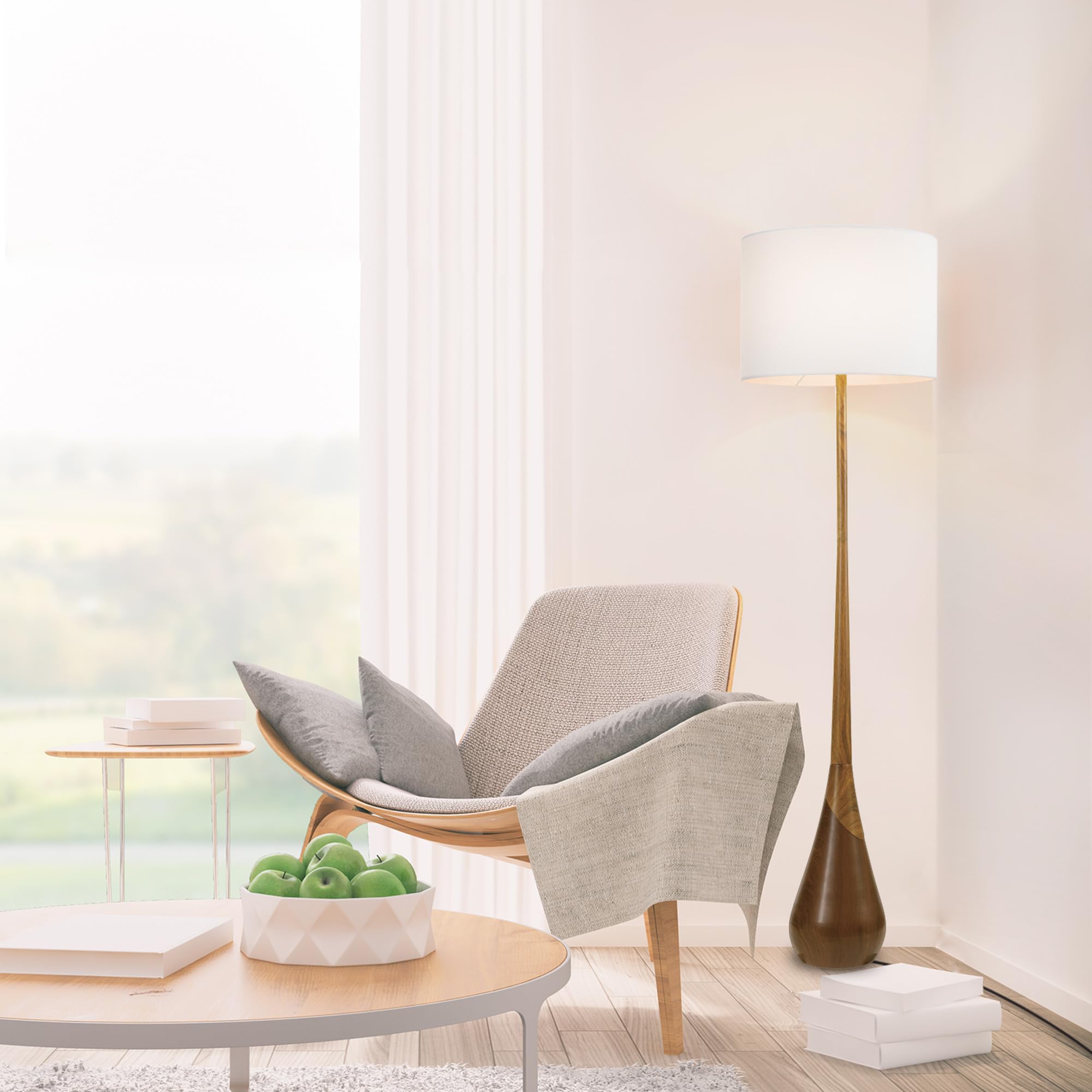 Modern 70 Inch Floor Lamp with Soft White Shade