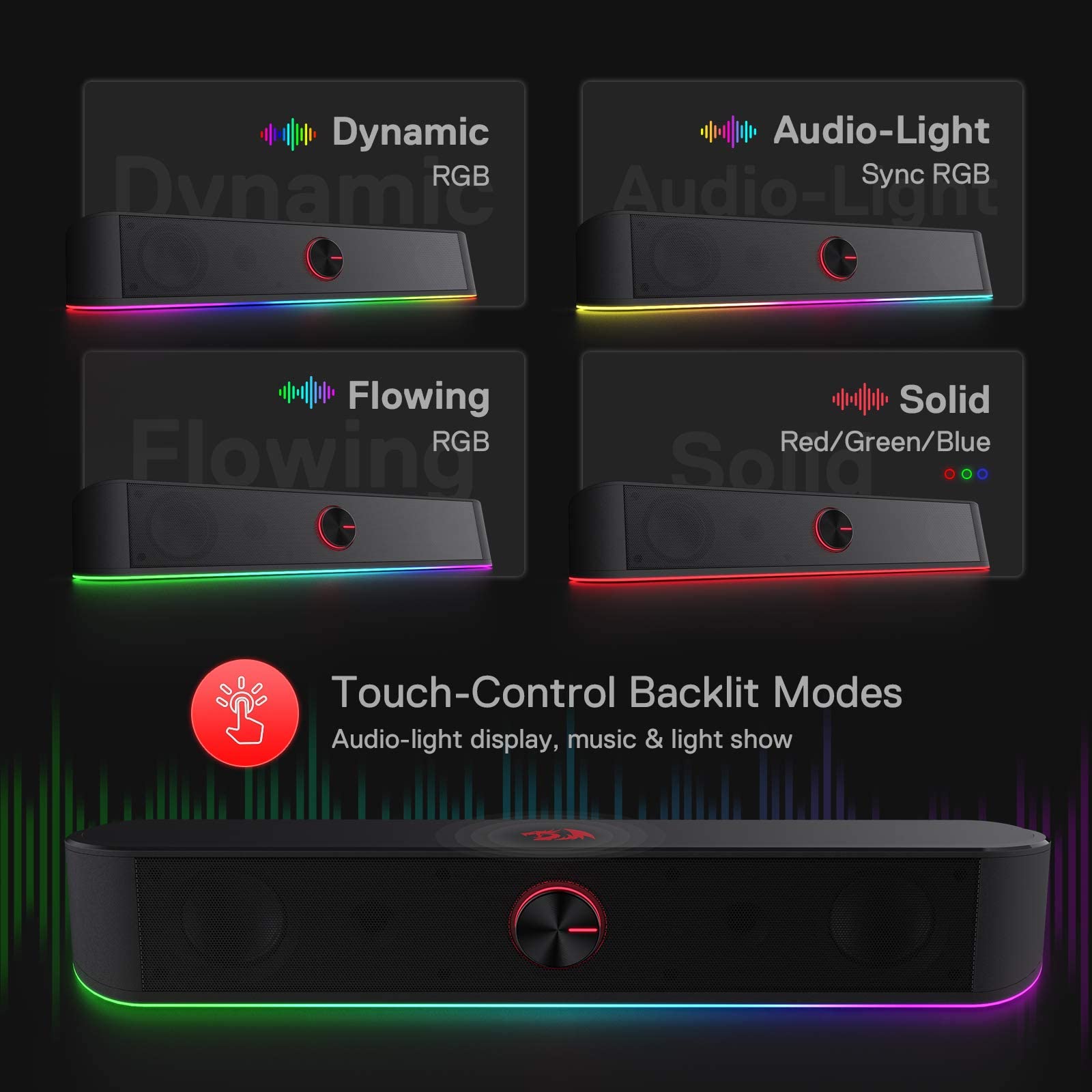Redragon GS560 RGB Desktop Soundbar with Dynamic Lighting