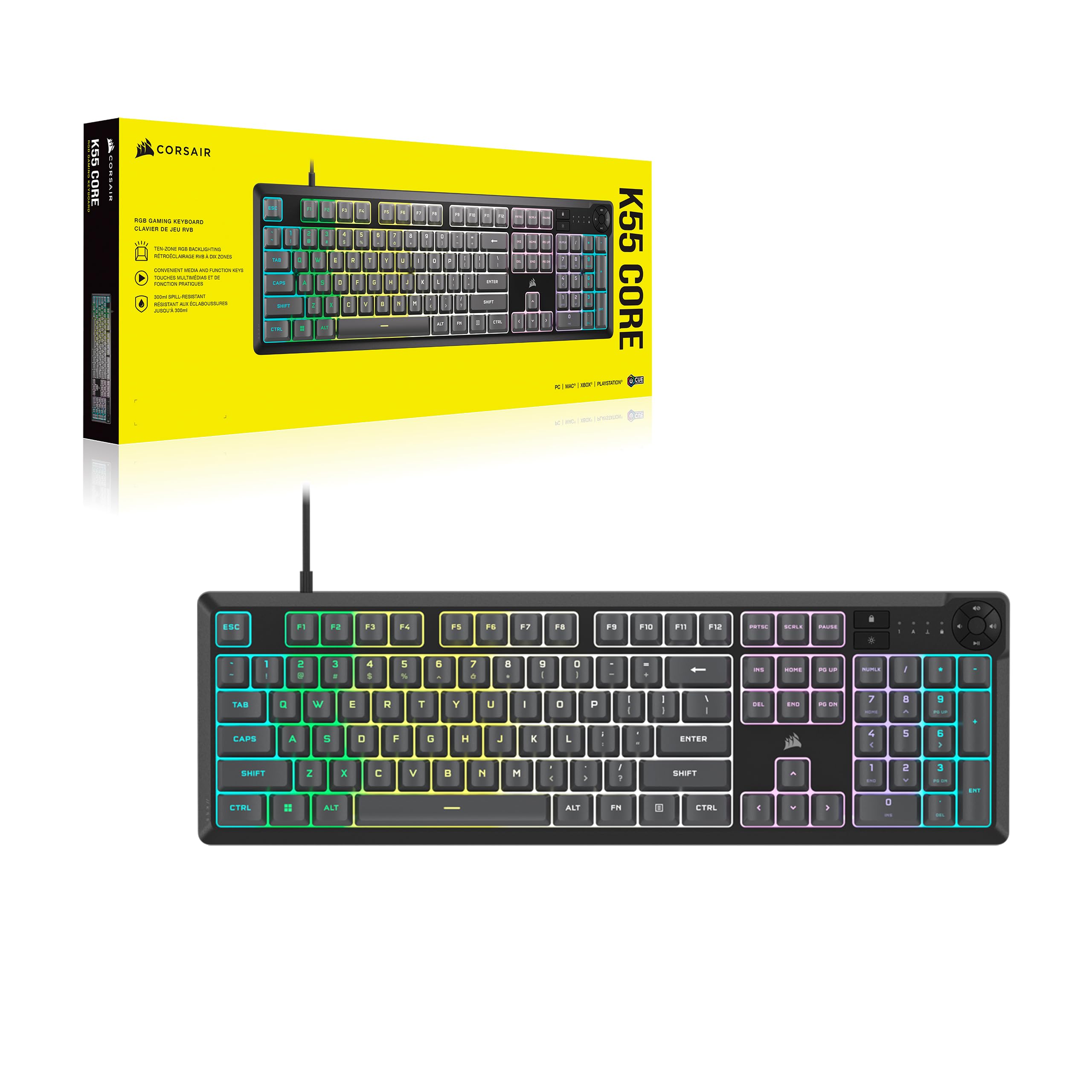 Corsair K55 RGB Pro Gaming Keyboard with Macro Keys