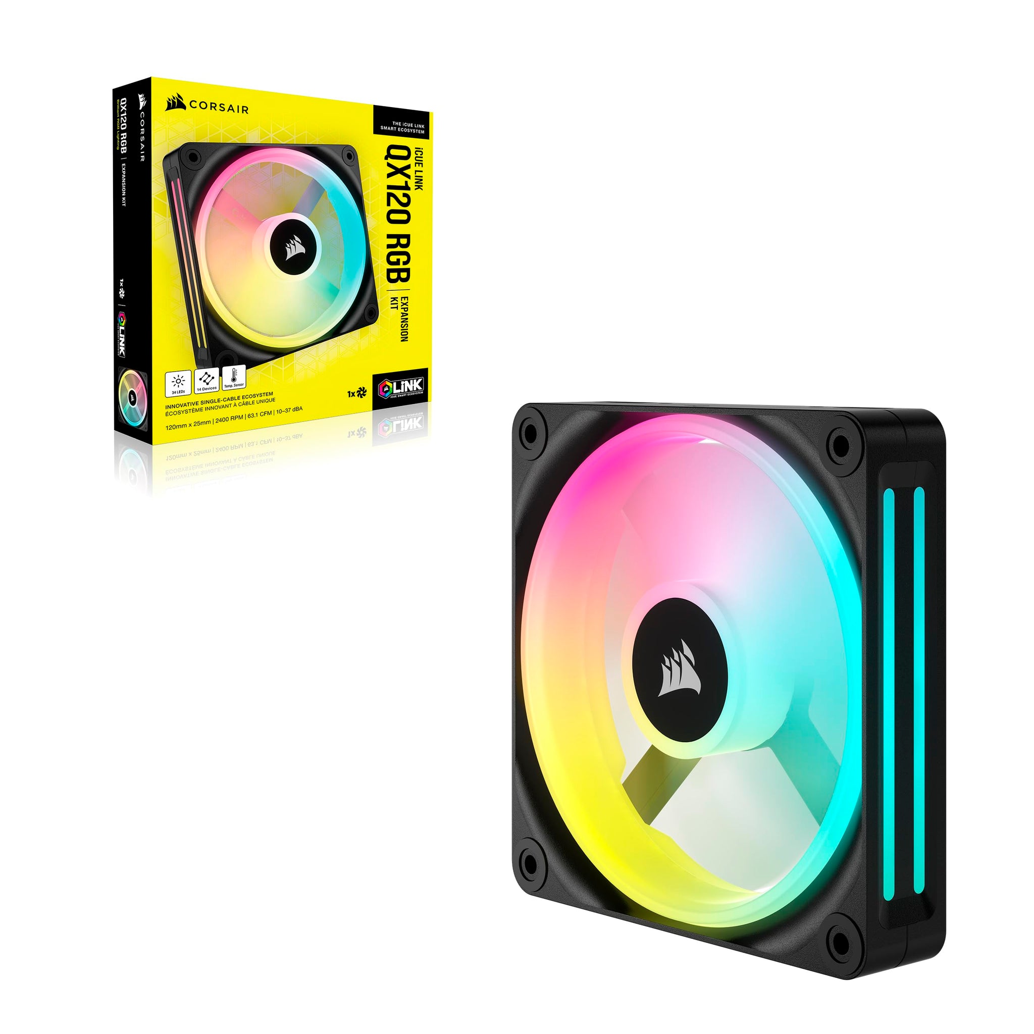 Corsair iCUE LINK QX120 RGB Fan Kit with Magnetic Dome Design