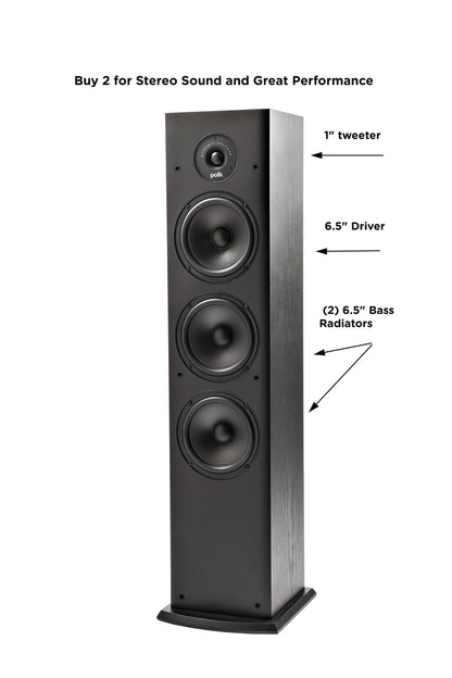 Polk Audio T15 Bookshelf Speakers with Deep Bass Sound