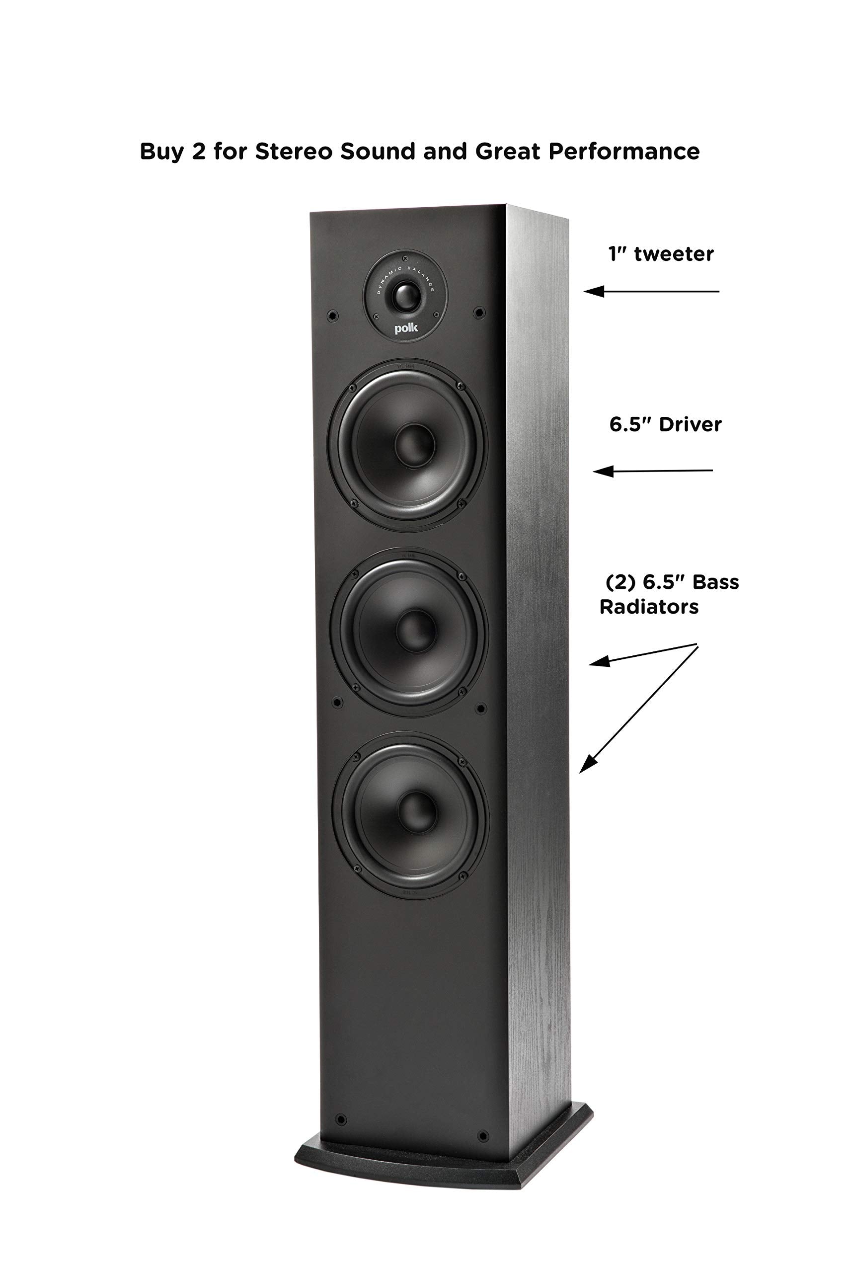 Polk Audio T15 Bookshelf Speakers with Deep Bass Sound