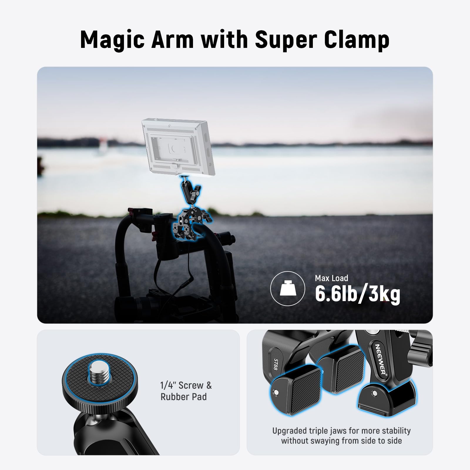 Neewer Super Clamp with Dual Ballhead Magic Arm