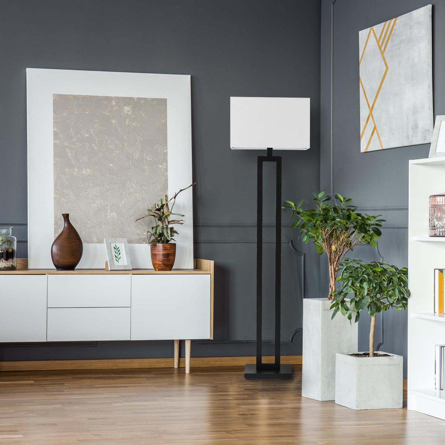 Modern 58 Inch Floor Lamp with Geometric Design
