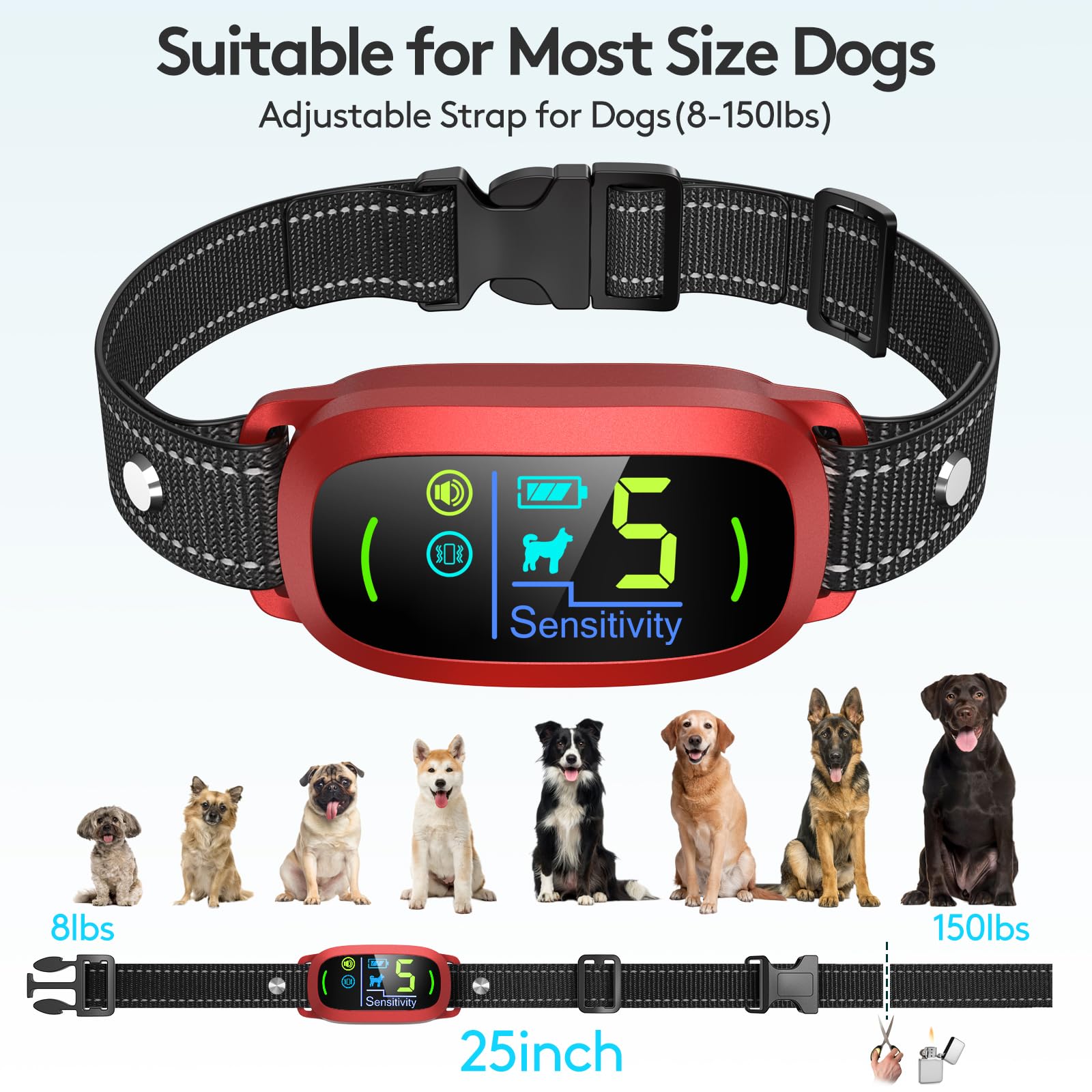 Rechargeable Dog Bark Collar with Adjustable Sensitivity Levels