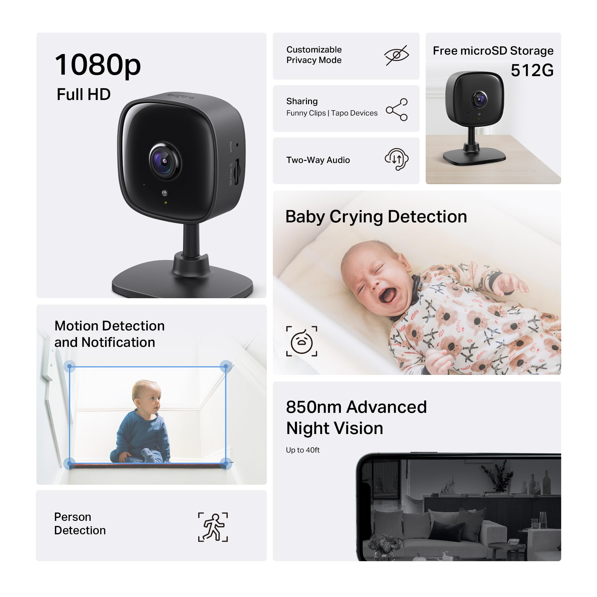 Tapo C100 1080P Indoor Security Camera with Night Vision