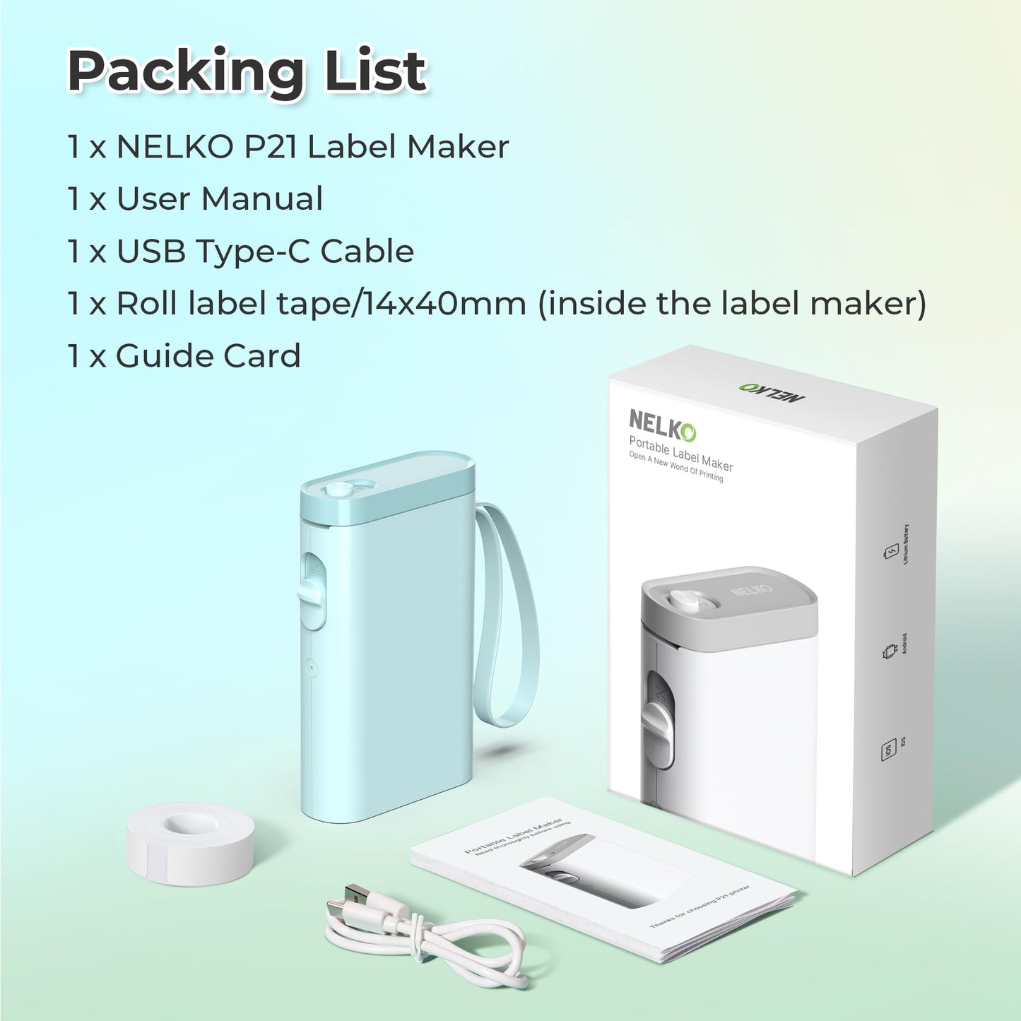 Nelko P21 Bluetooth Label Maker With Tape Wireless Printer