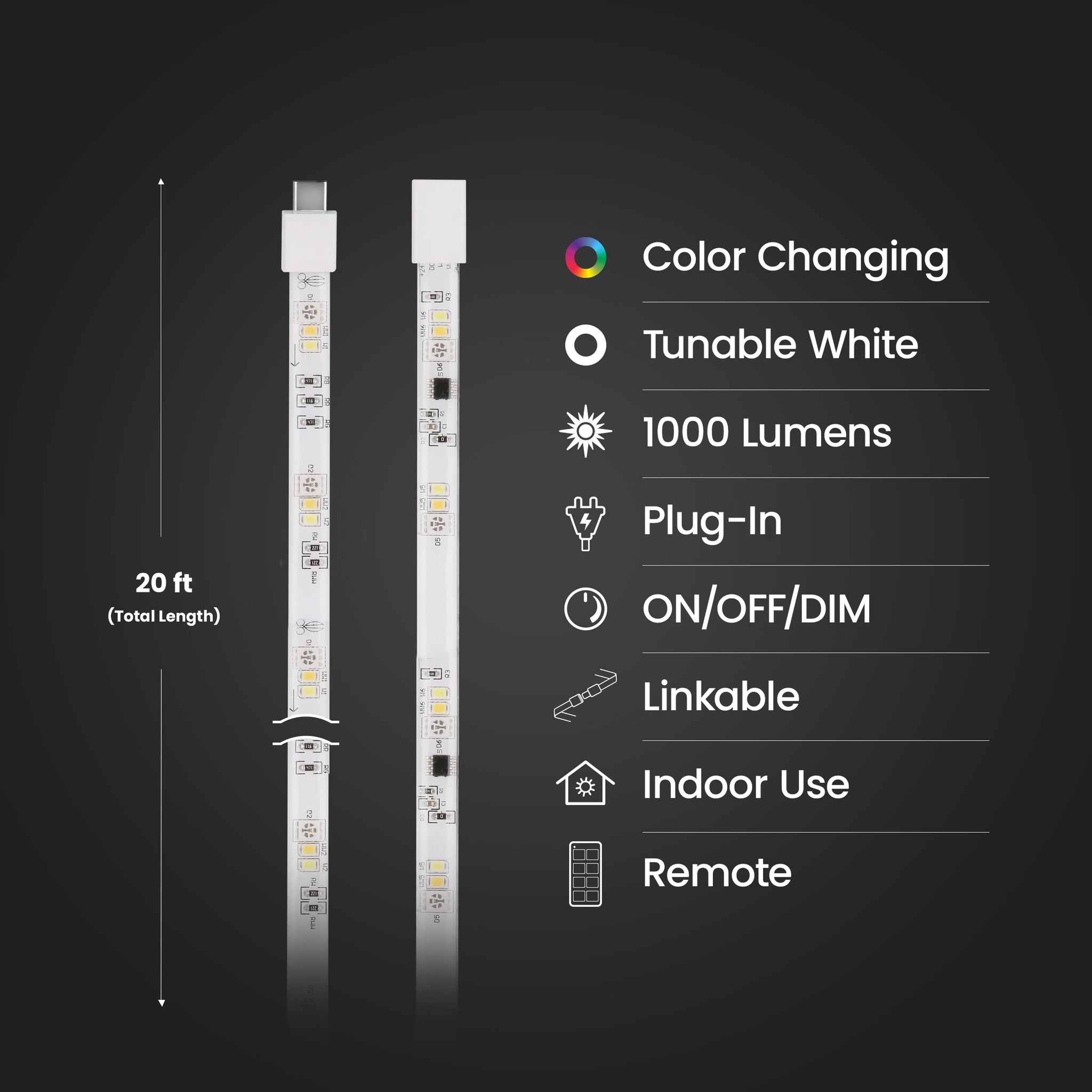 Dimmable RGB Color LED Tape Light For Indoor Ambiance