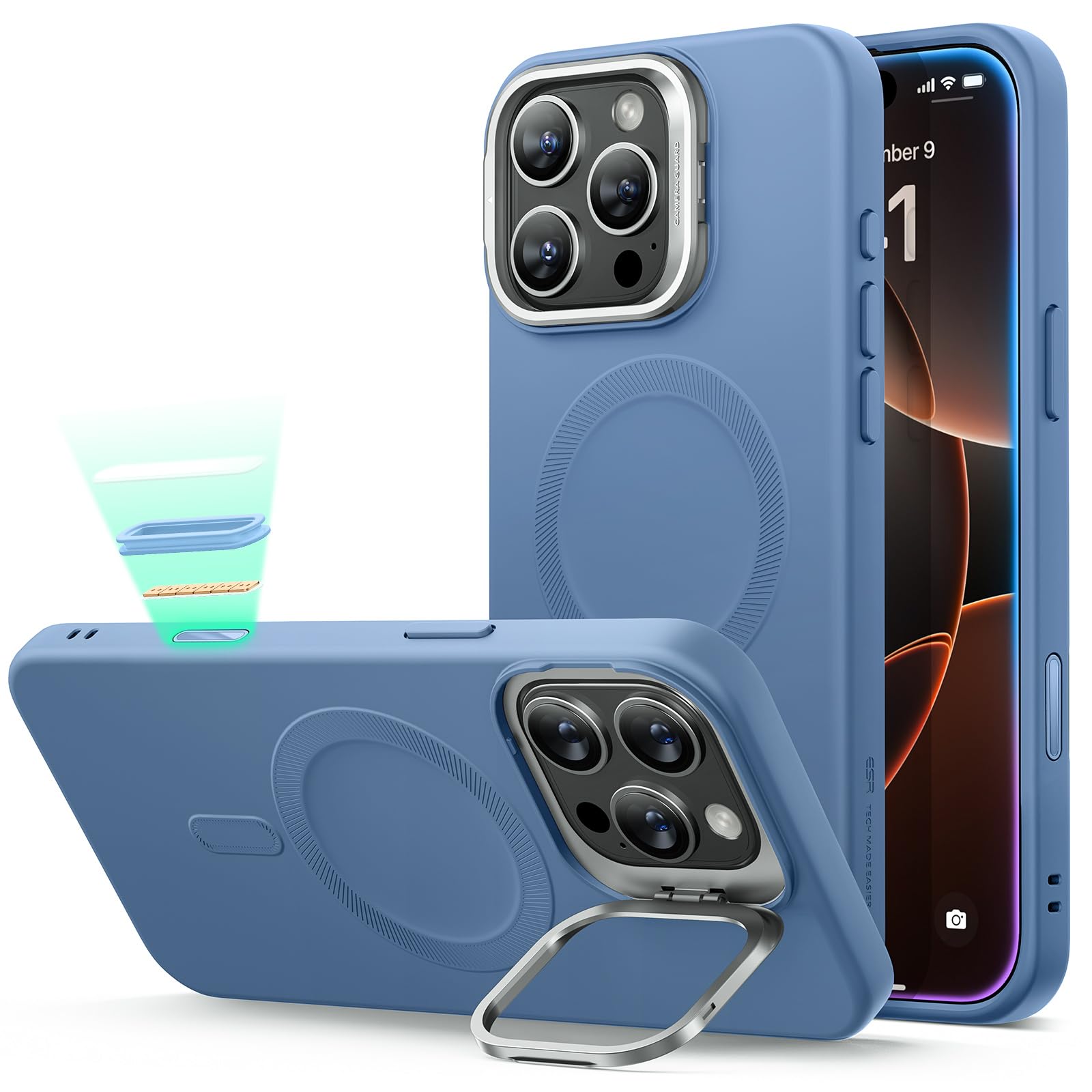 Military-Grade iPhone 16 Pro Max Case with Built-in Stand