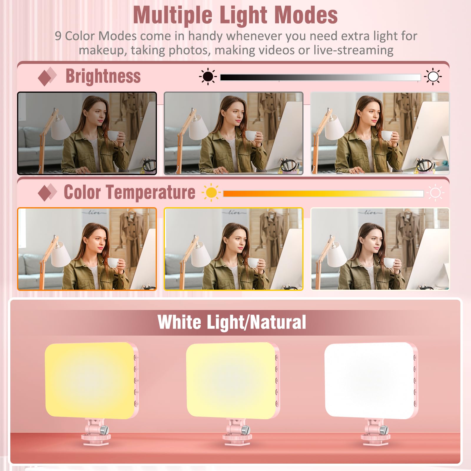 Rechargeable LED Selfie Light with Tripod Adapter
