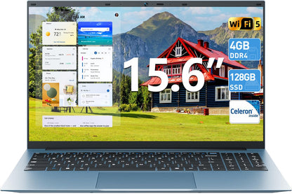 Naclud 15.6 Inch Laptop Celeron N4000 Win11 4GB 128GB Gray