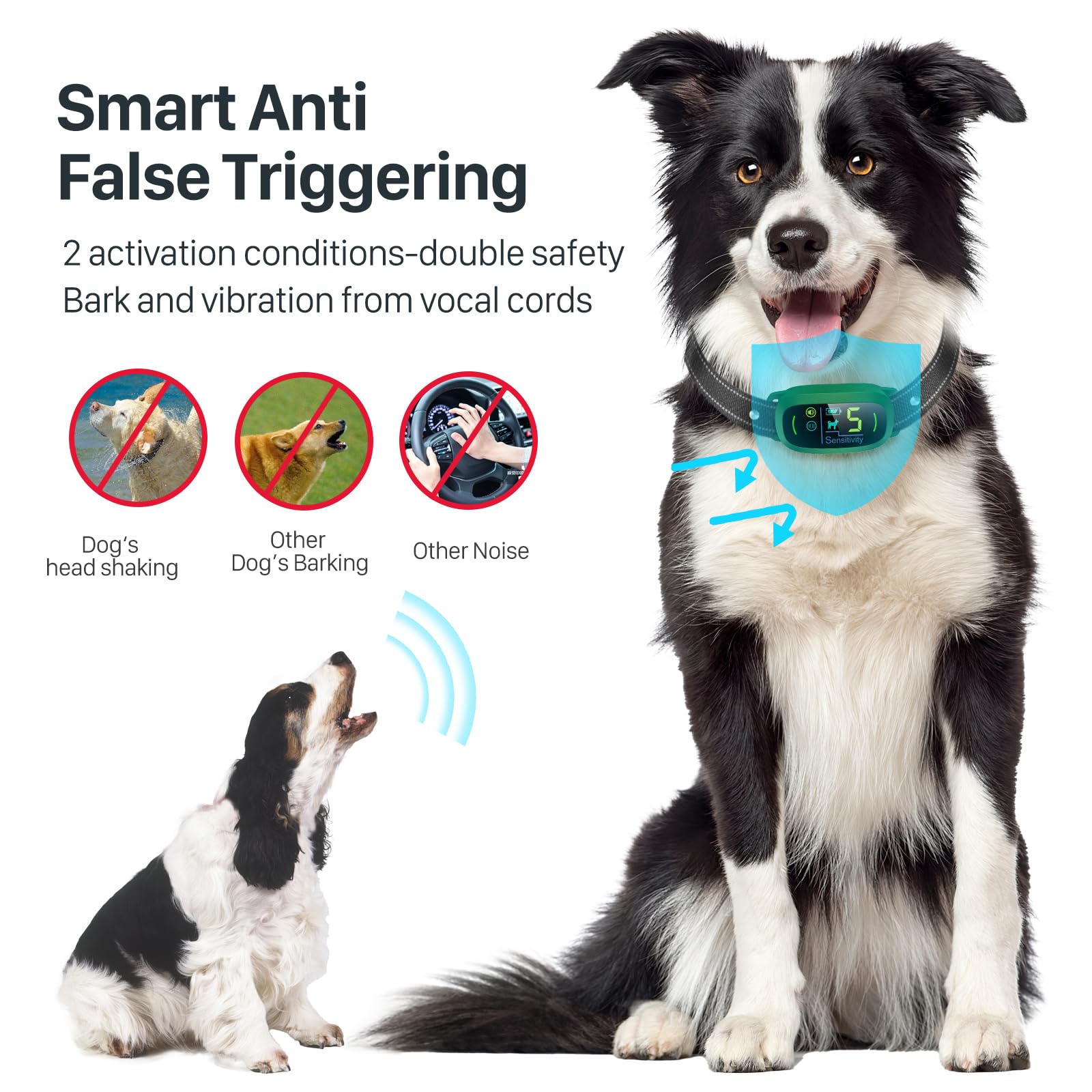 Rechargeable Dog Bark Collar with Adjustable Sensitivity Levels