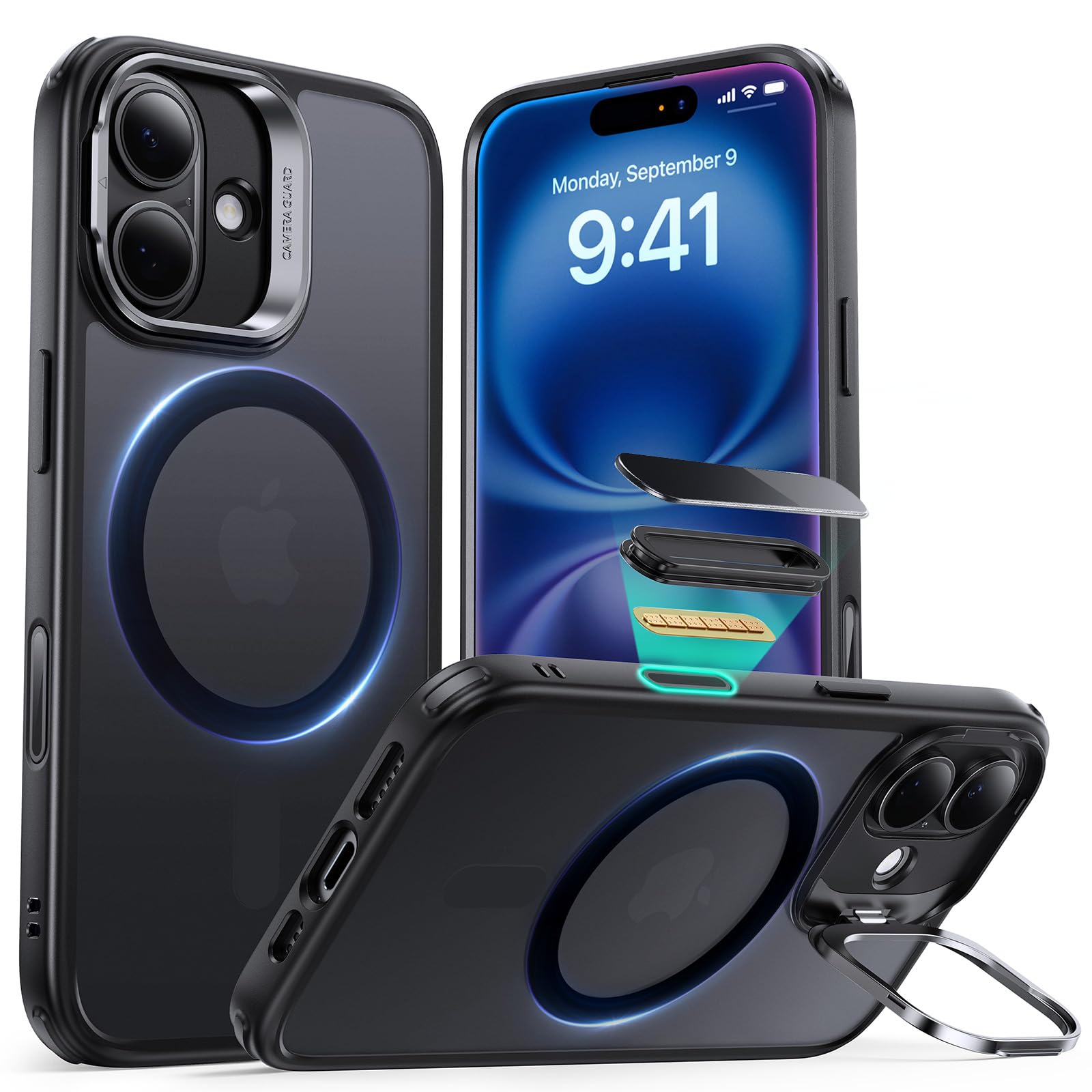 Military-Grade iPhone 16 Pro Max Case with Built-in Stand