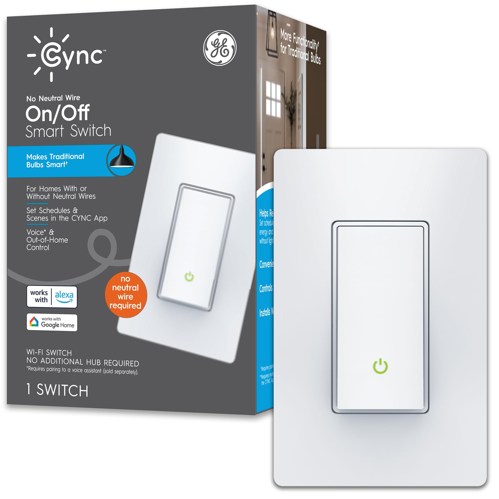 GE CYNC Smart Light Switch No Neutral Wire Required