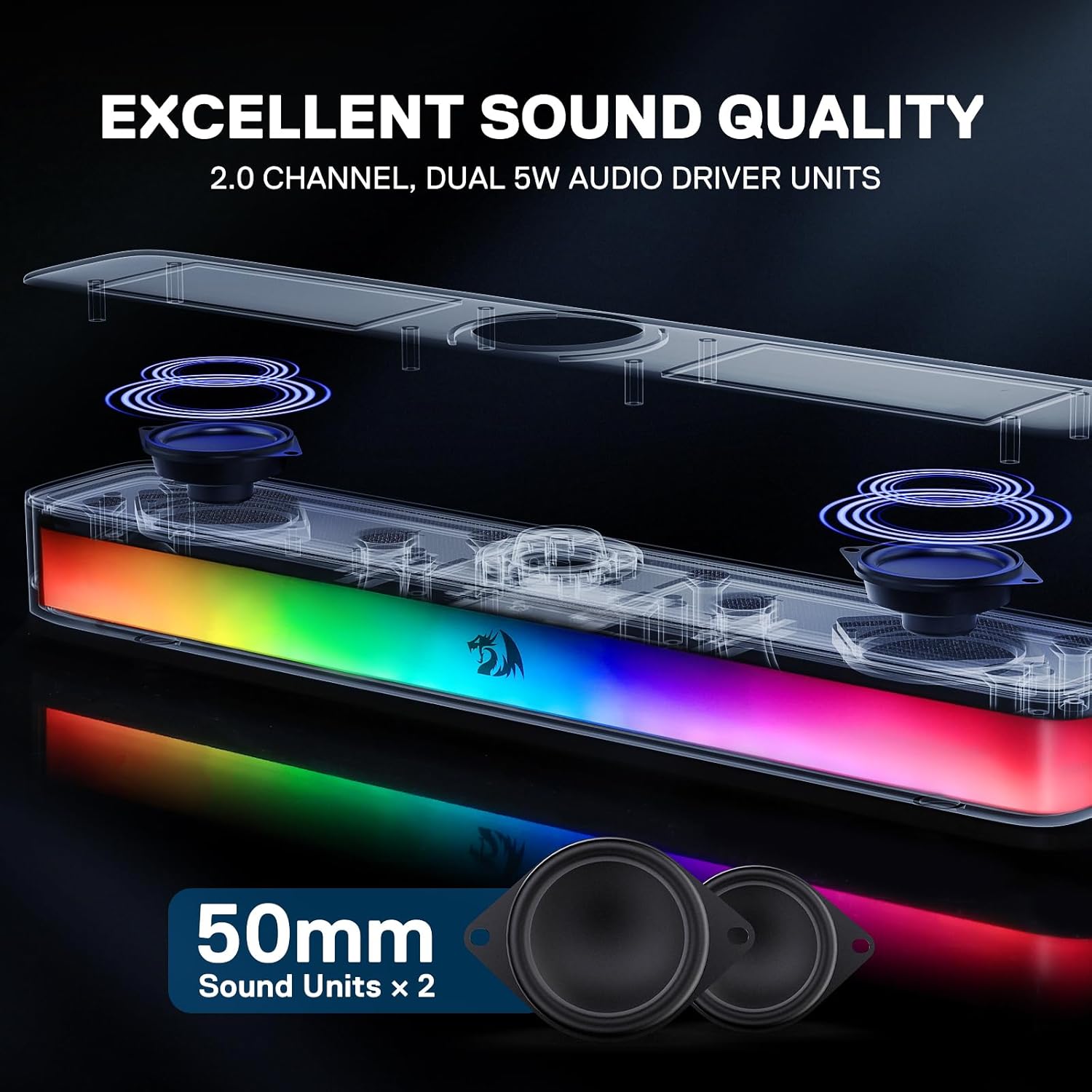 Redragon GS515 RGB Desktop Soundbar with Bluetooth