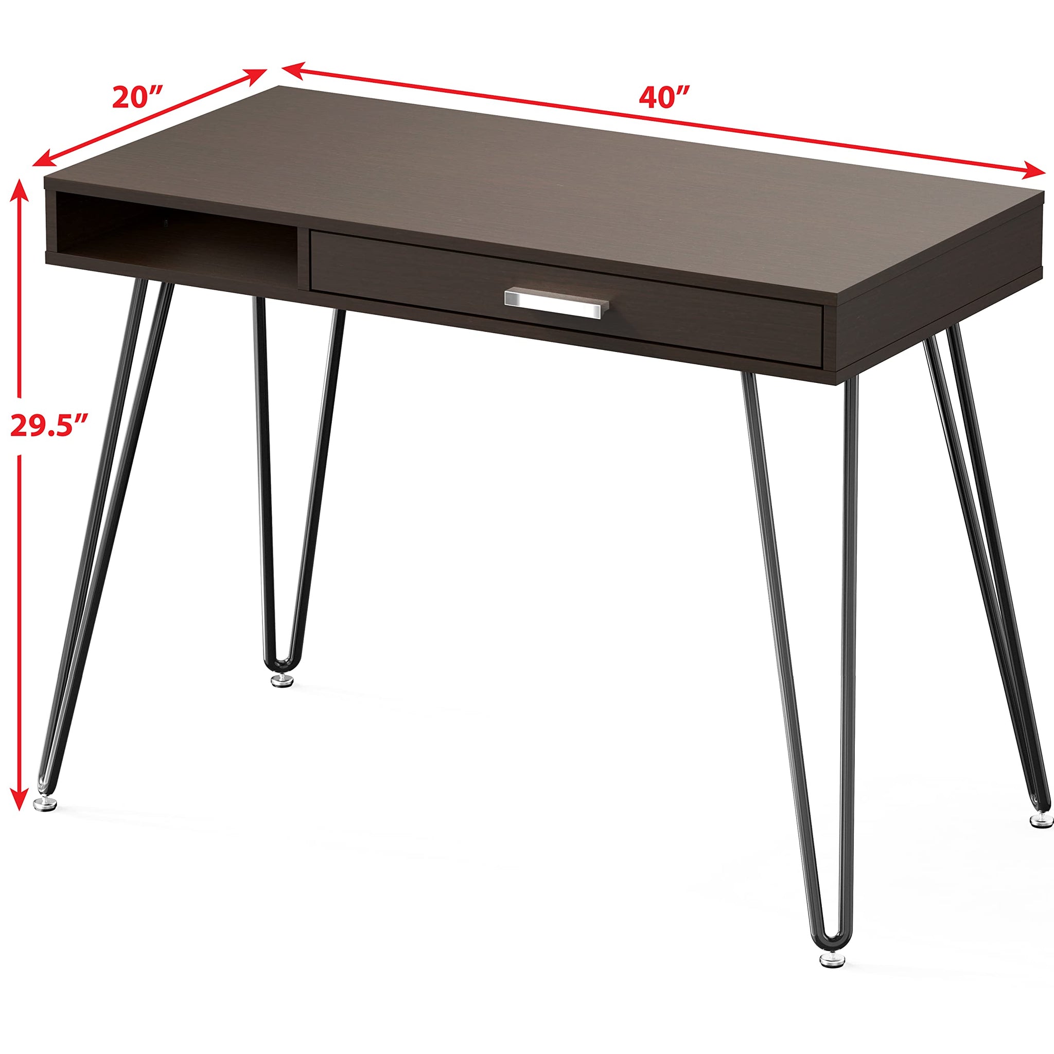 Elegant White Hairpin Leg Desk with Drawer