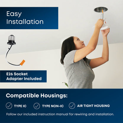 Energy Efficient LED Downlight Retrofit Kit with Adjustable Trim