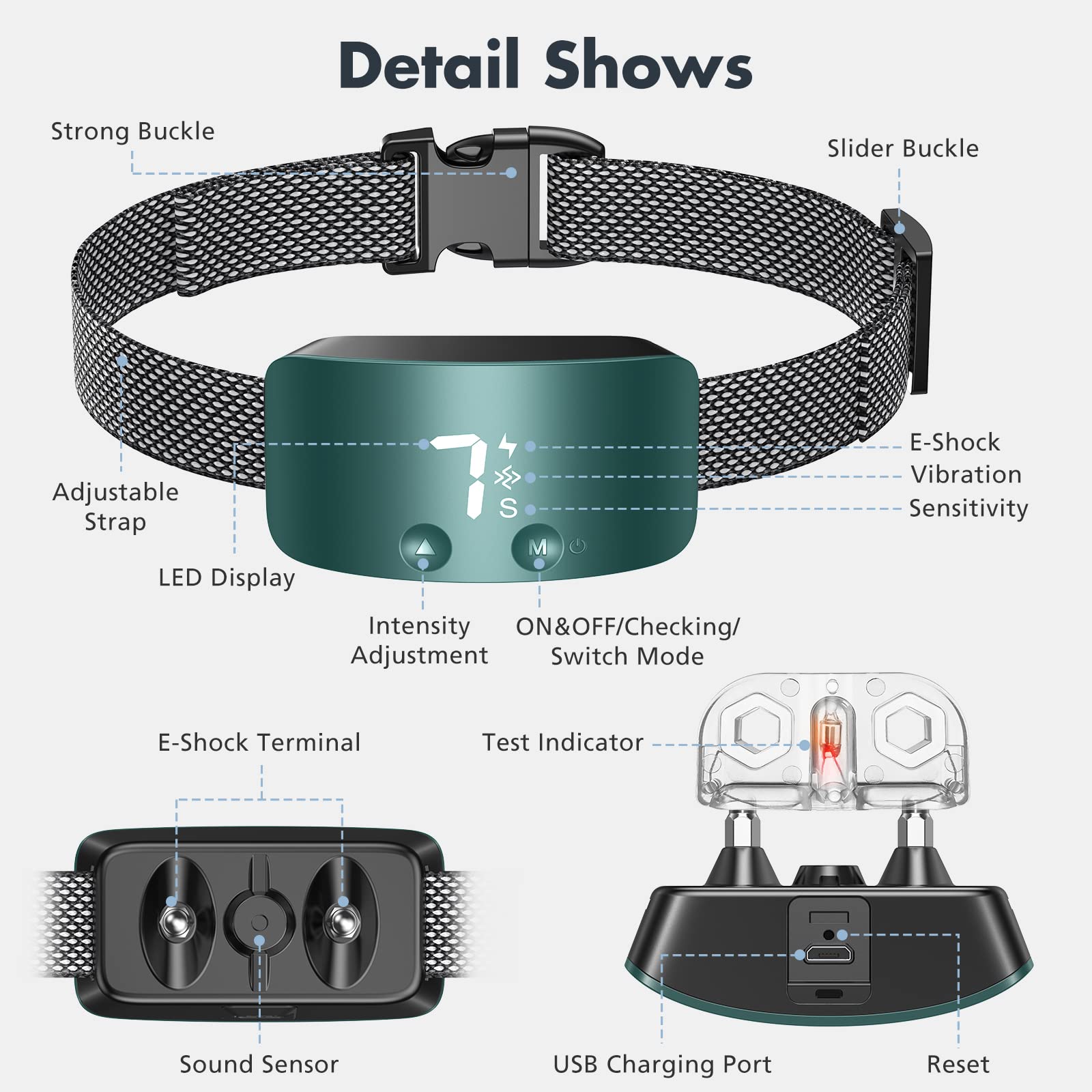Rechargeable Anti Barking Collar for Dogs with Adjustable Sensitivity