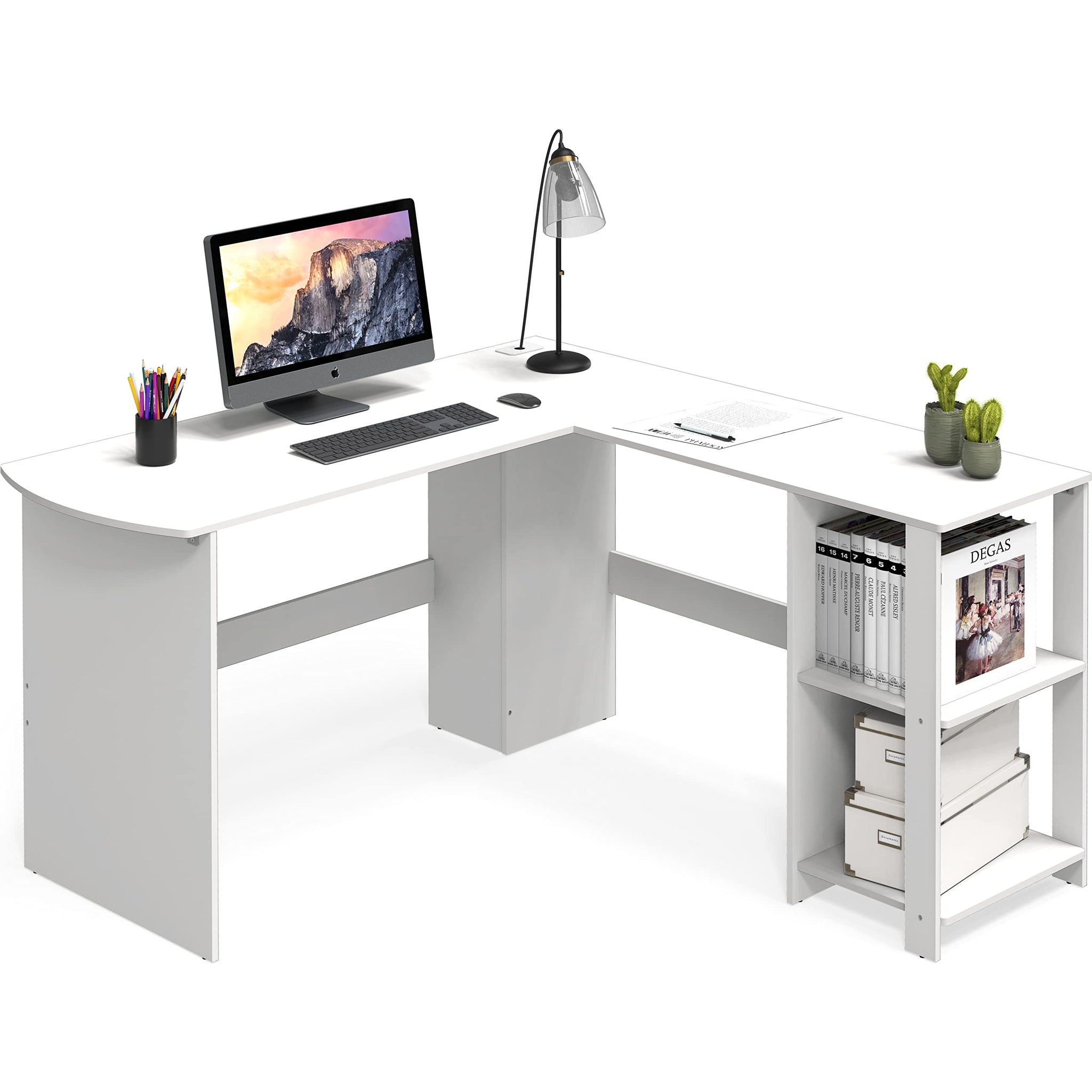L Shaped Home Office Desk with Storage Solutions