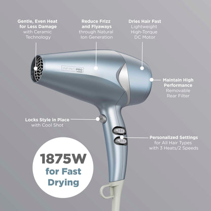 InfinitiPRO Hair Dryer With Diffuser For Faster Drying