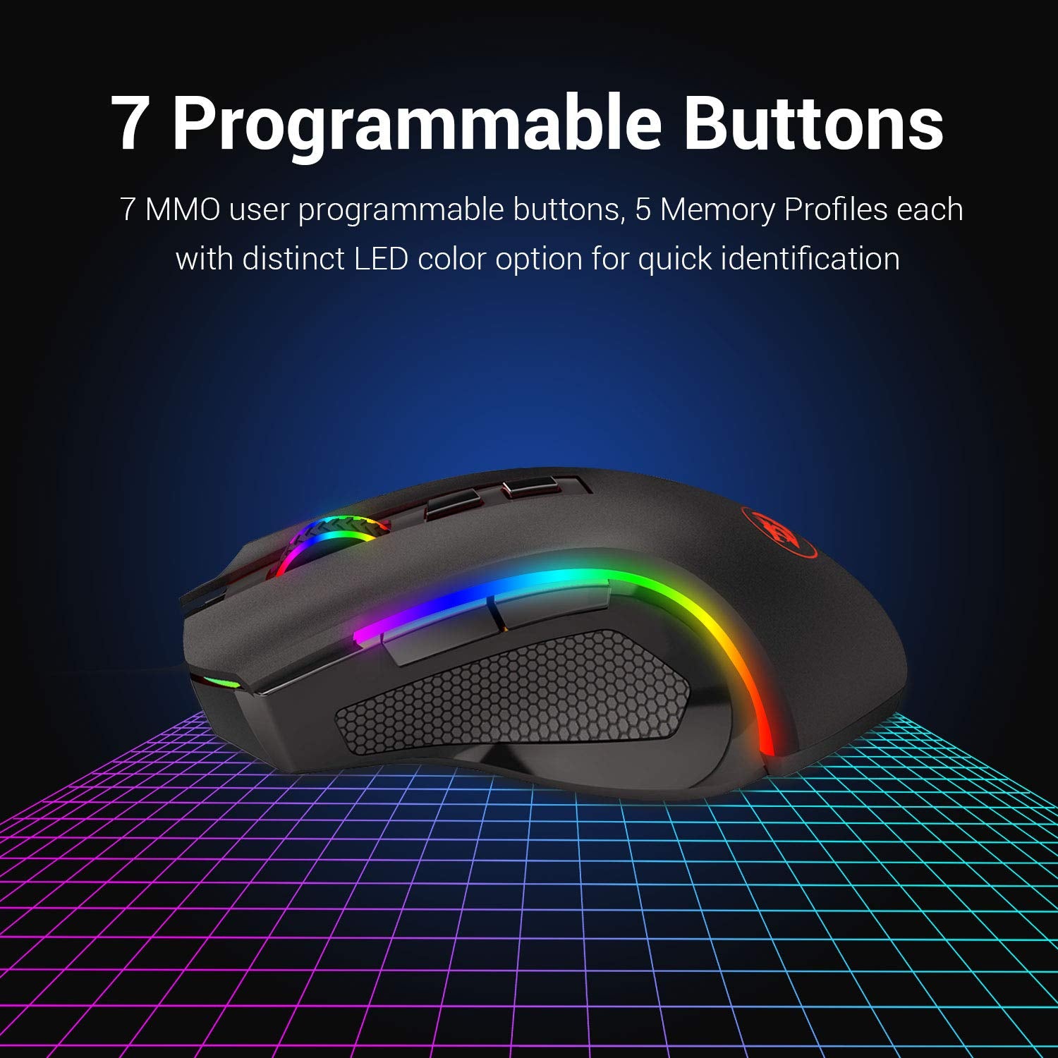 Redragon M602 Ergonomic RGB Gaming Mouse with Adjustable DPI
