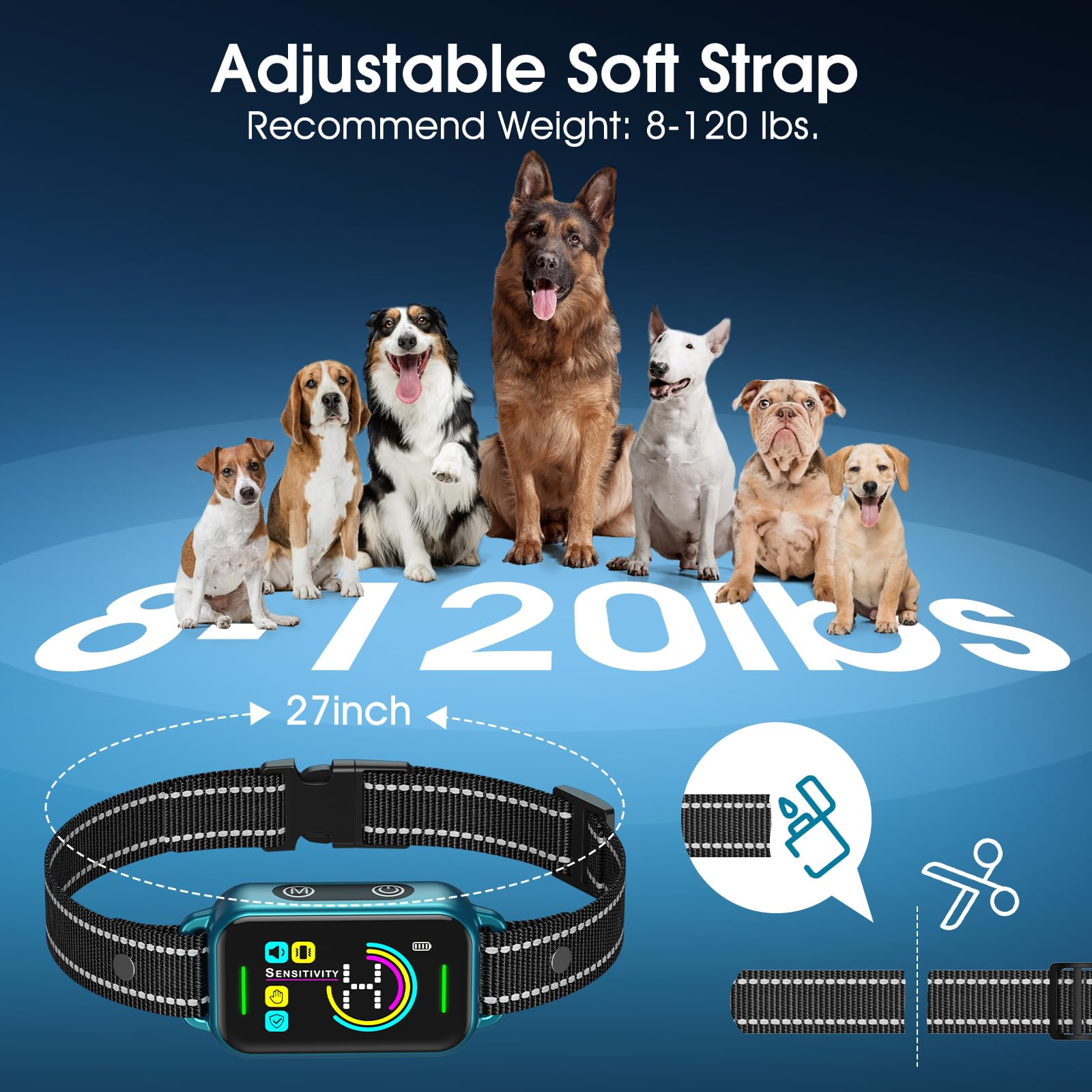 Smart Rechargeable Bark Collar for Dogs with Adjustable Sensitivity