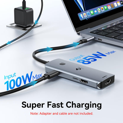 USB C Docking Station Dual Monitor 4K HDMI Hub 6 In 1