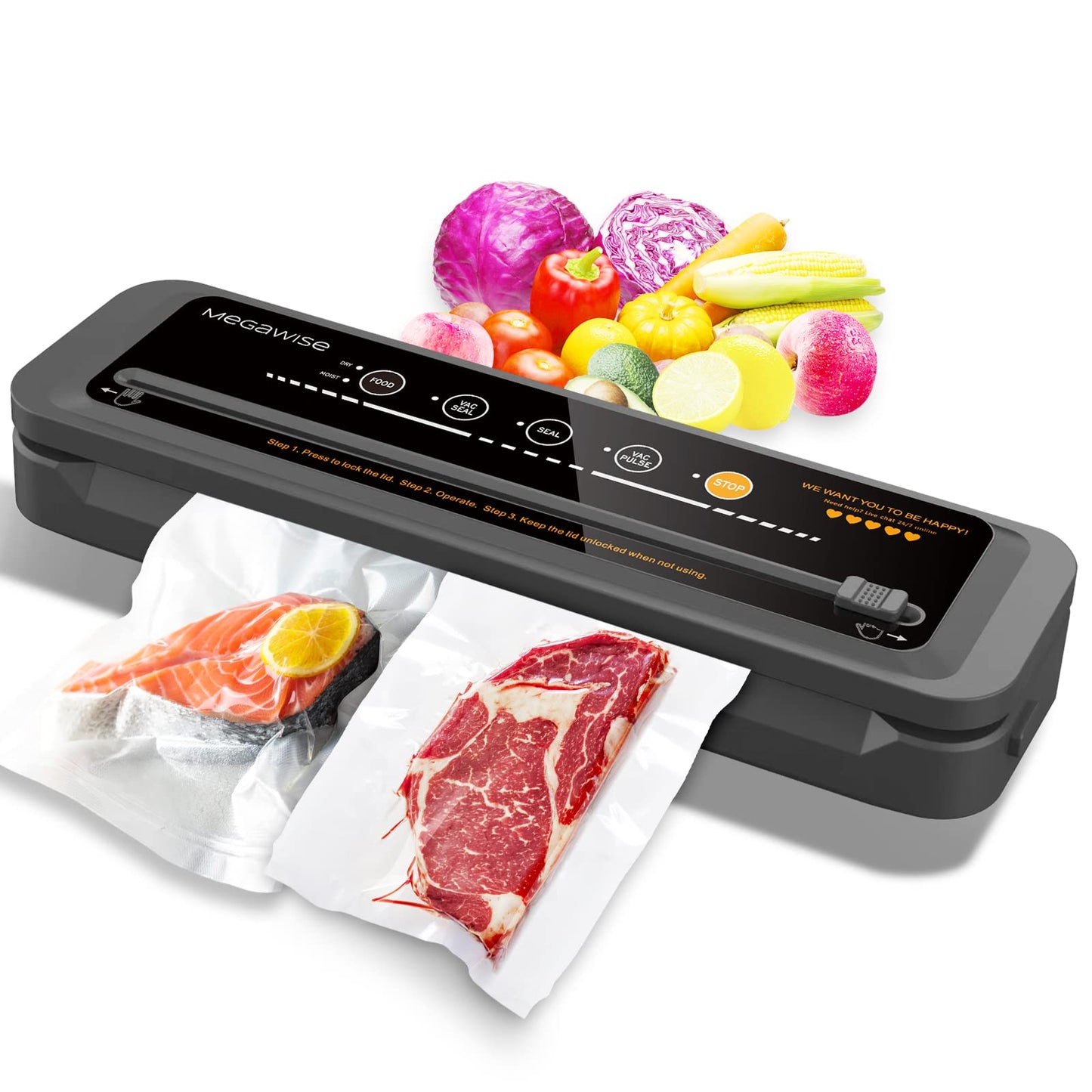 MegaWise Vacuum Sealer Machine With 80kPa Suction Power