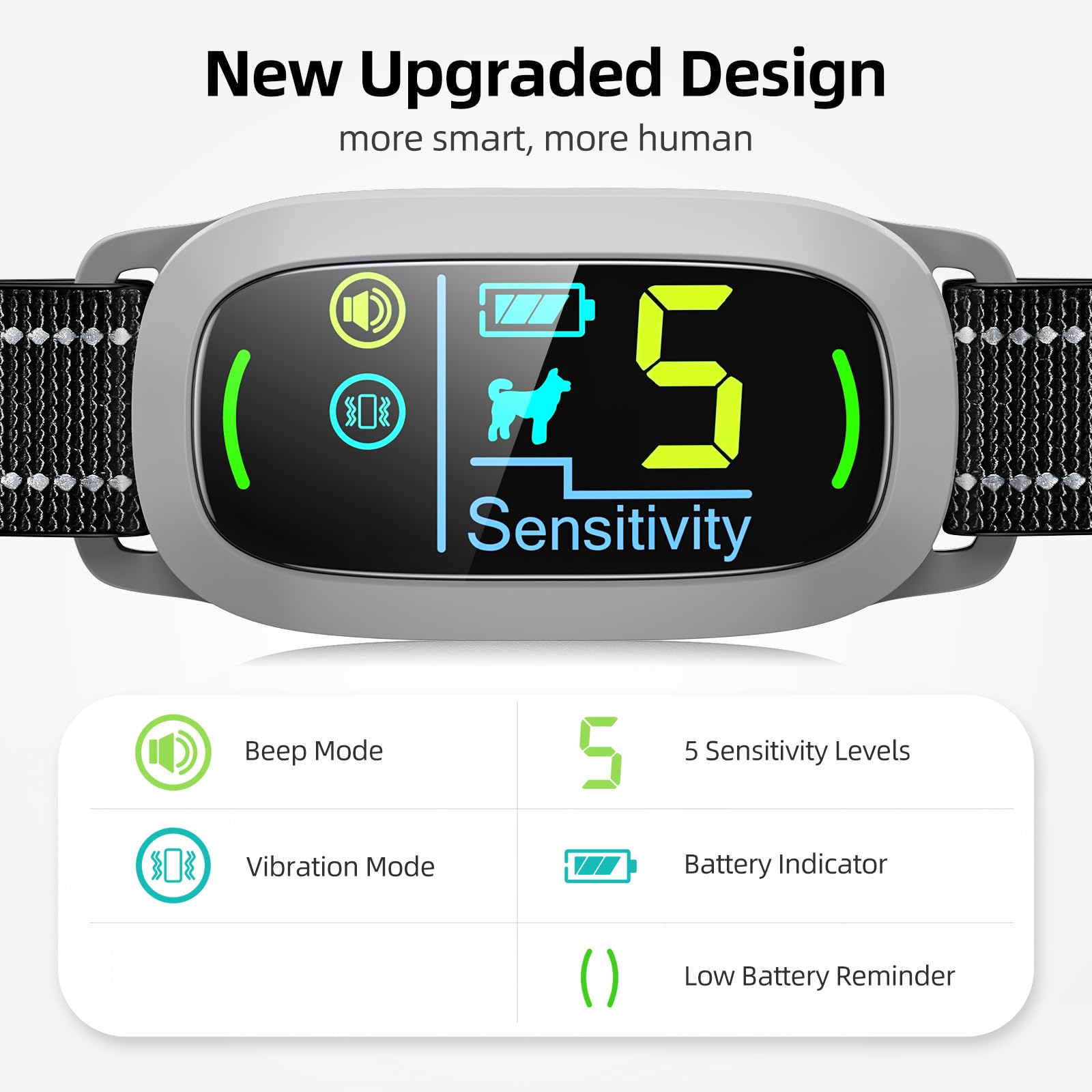 Rechargeable Dog Bark Collar with Adjustable Sensitivity Levels