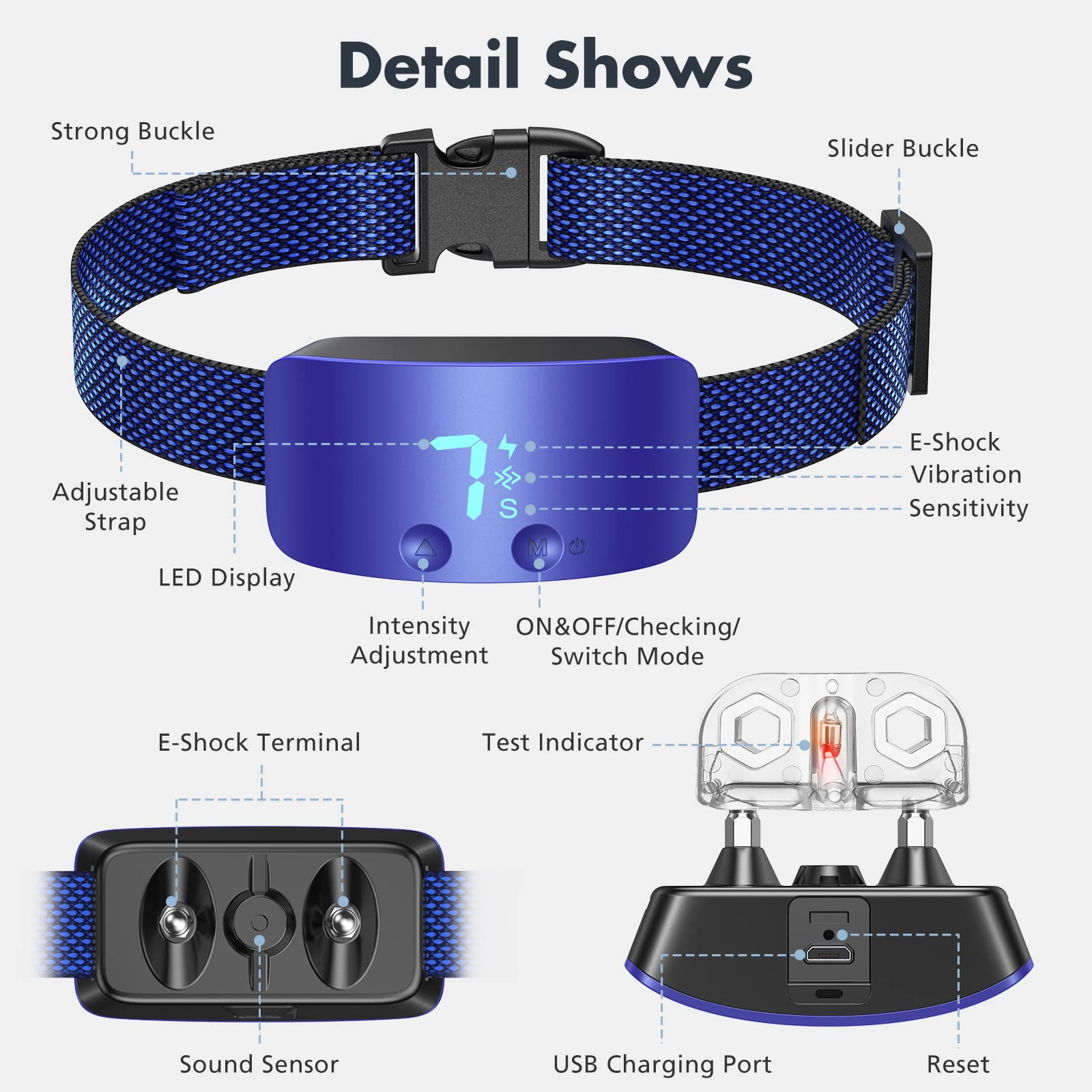 Rechargeable Anti Barking Collar for Dogs with Adjustable Sensitivity